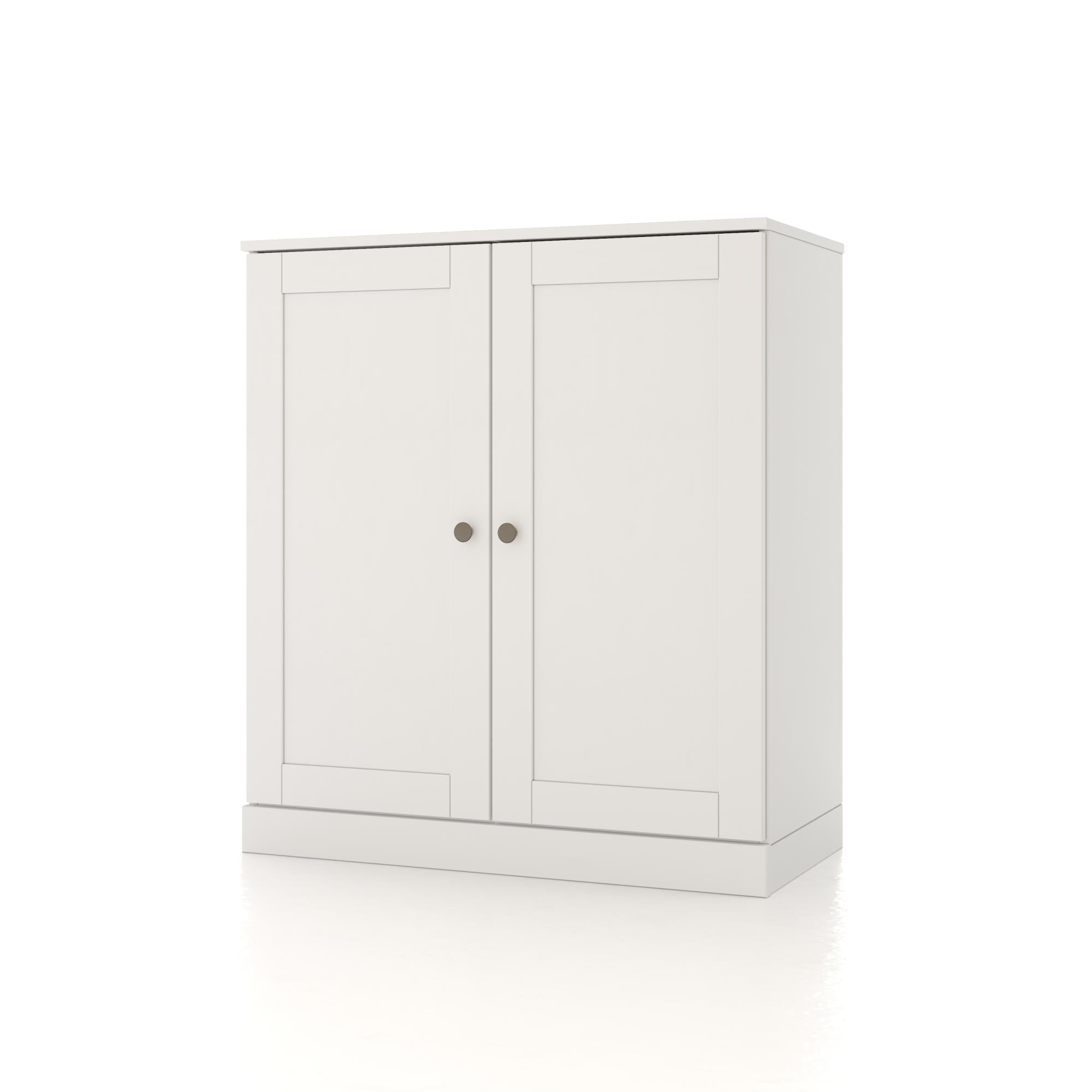 32" White Solid Wood Shaker Style Double Door Linen Cabinet