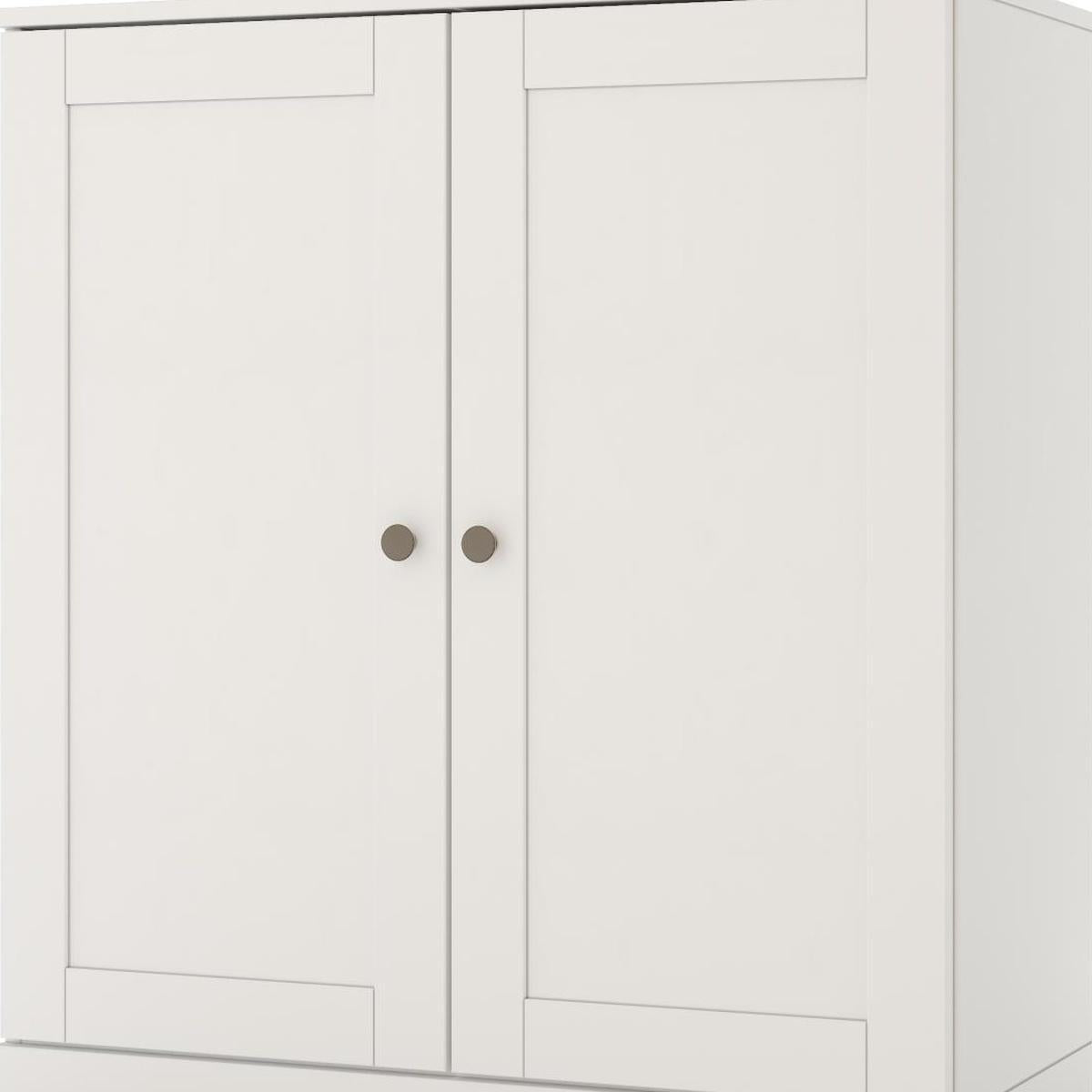 32" White Solid Wood Shaker Style Double Door Linen Cabinet