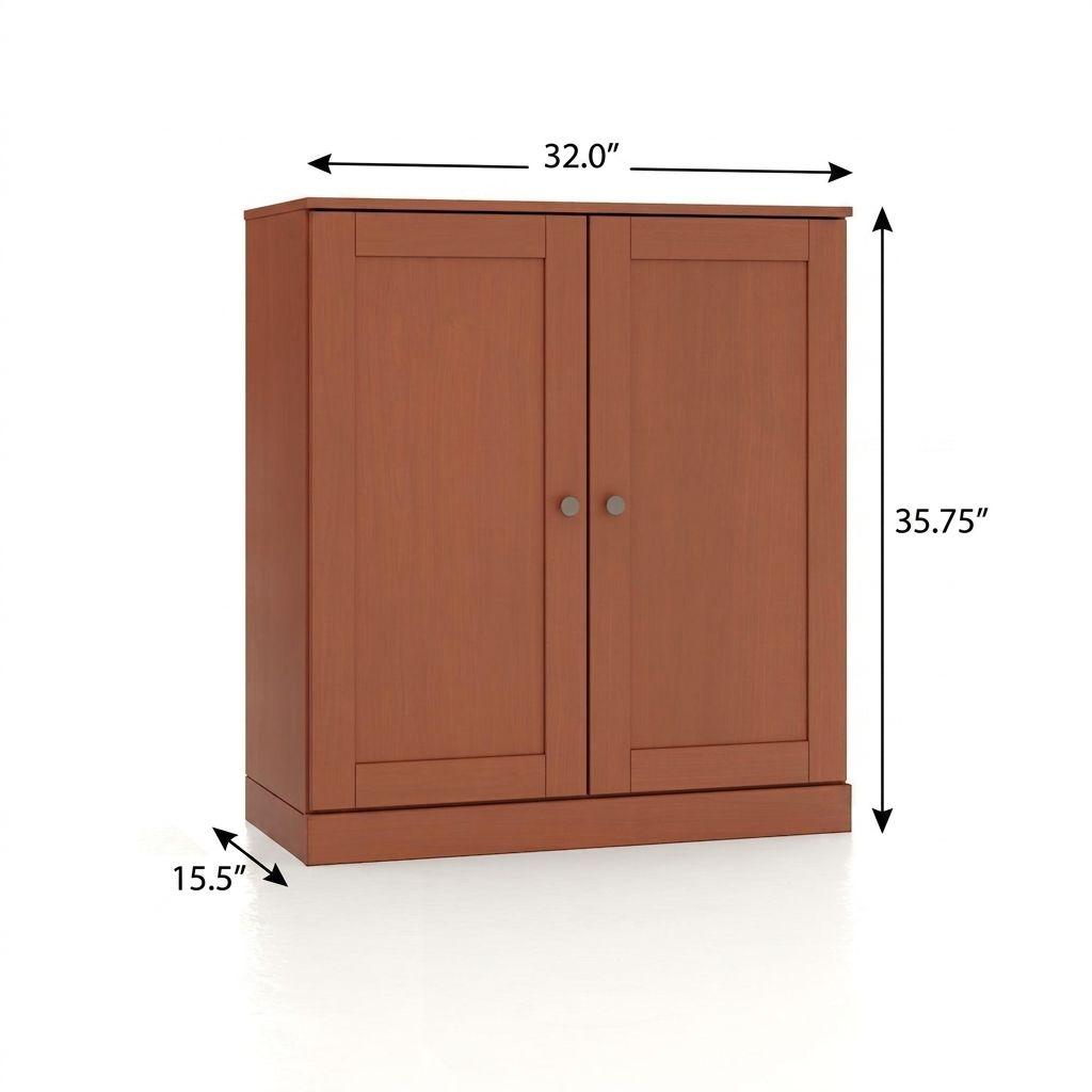 32" Coffee Solid Wood Shaker Style Double Door Linen Cabinet