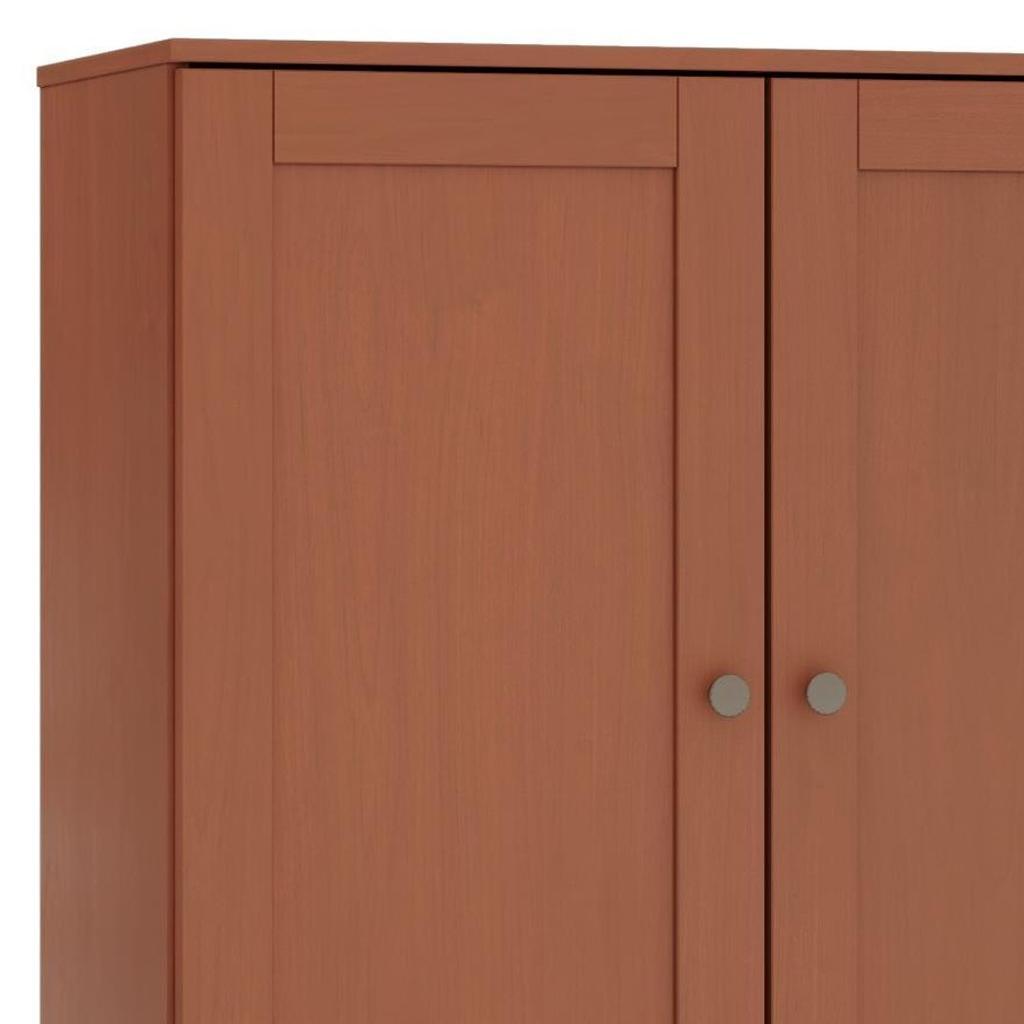 32" Coffee Solid Wood Shaker Style Double Door Linen Cabinet
