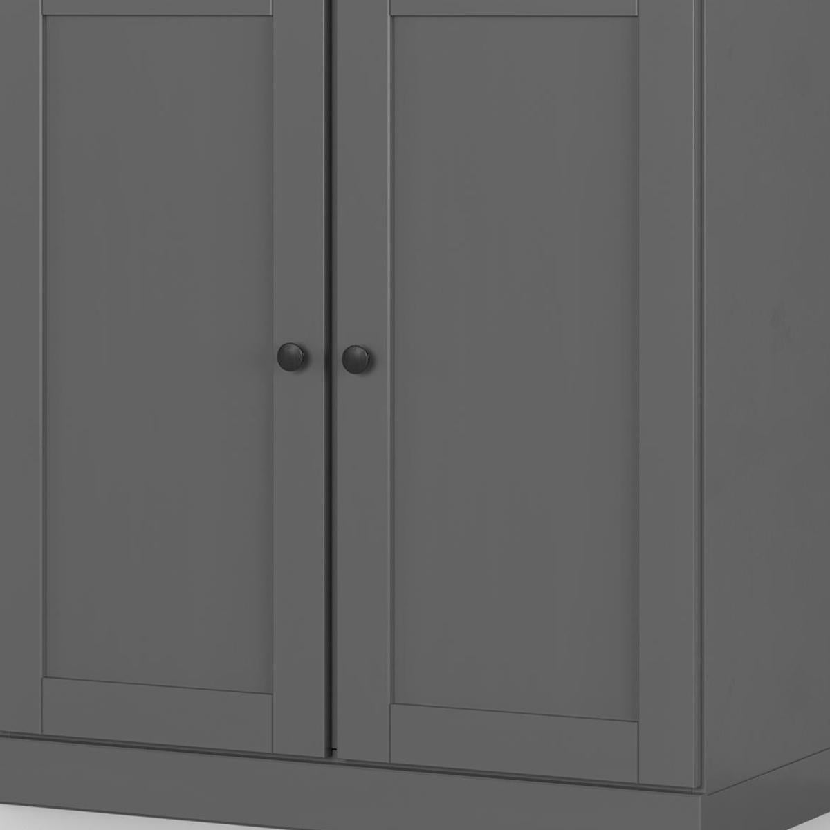 32" Gray Solid Wood Shaker Style Double Door Linen Cabinet