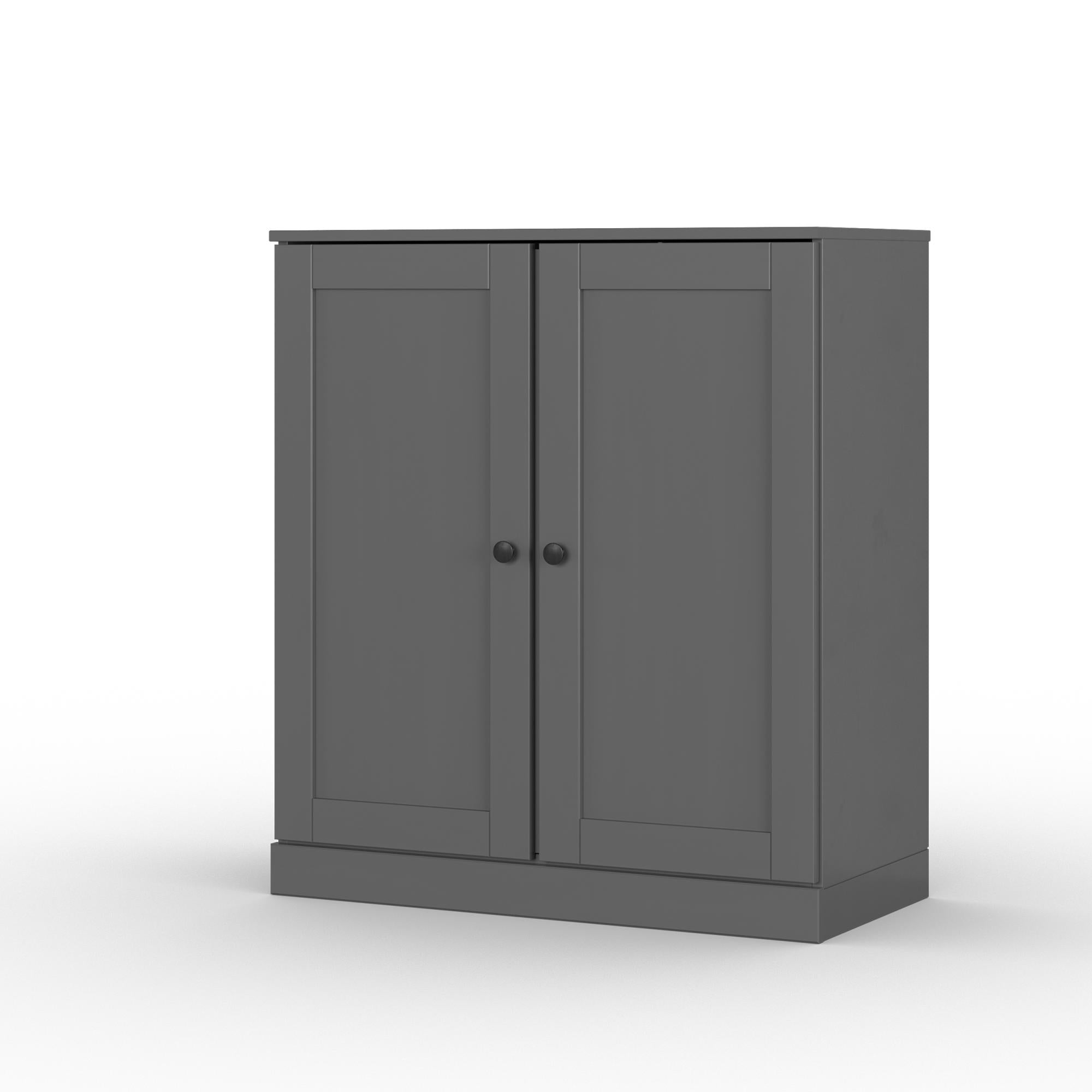 32" Gray Solid Wood Shaker Style Double Door Linen Cabinet