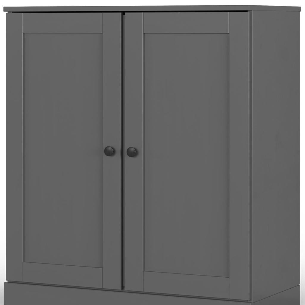 32" Gray Solid Wood Shaker Style Double Door Linen Cabinet