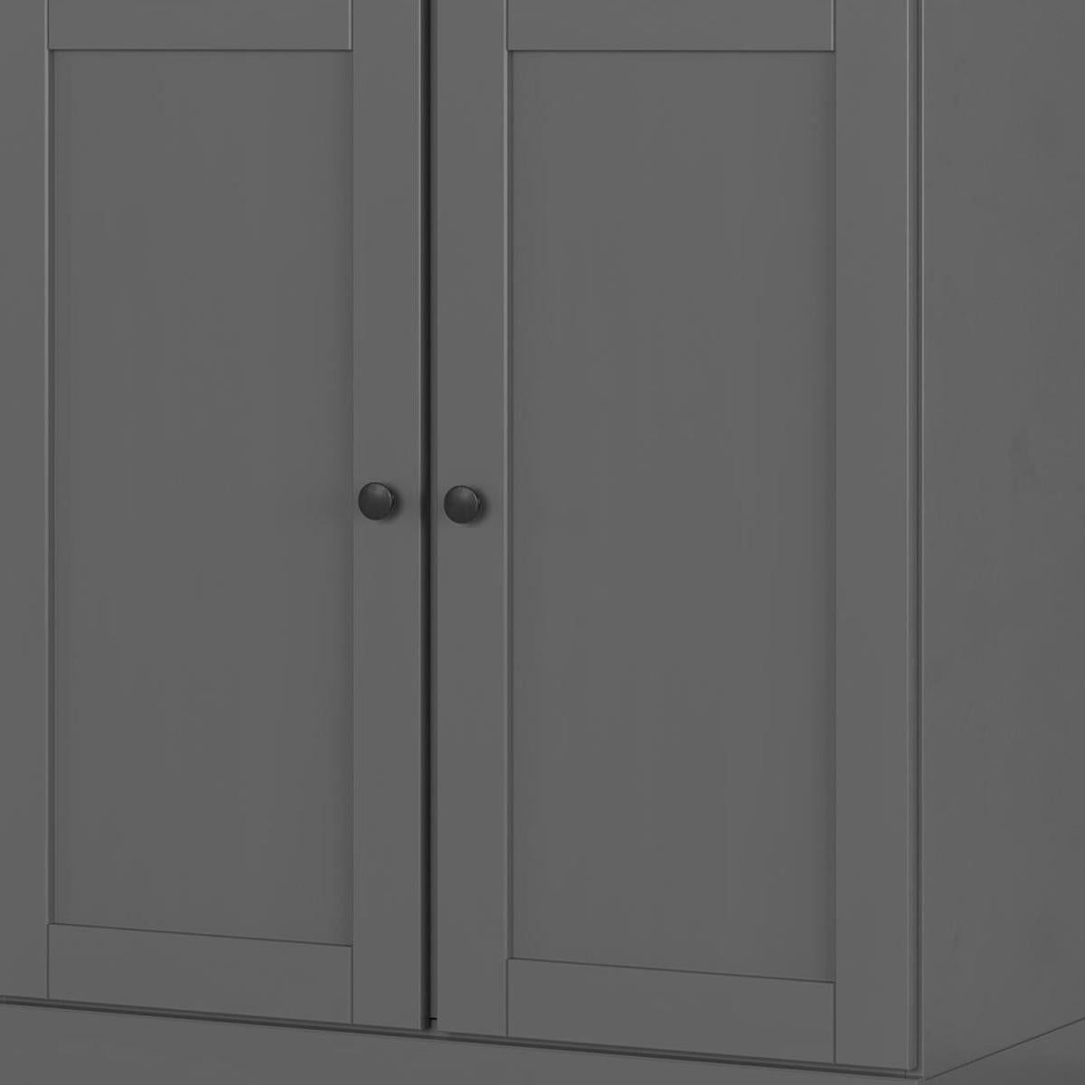 32" Gray Solid Wood Shaker Style Double Door Linen Cabinet