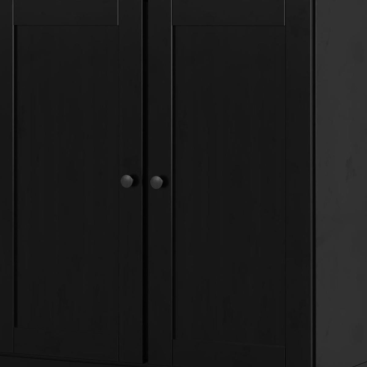 32" Black Solid Wood Shaker Style Double Door Linen Cabinet