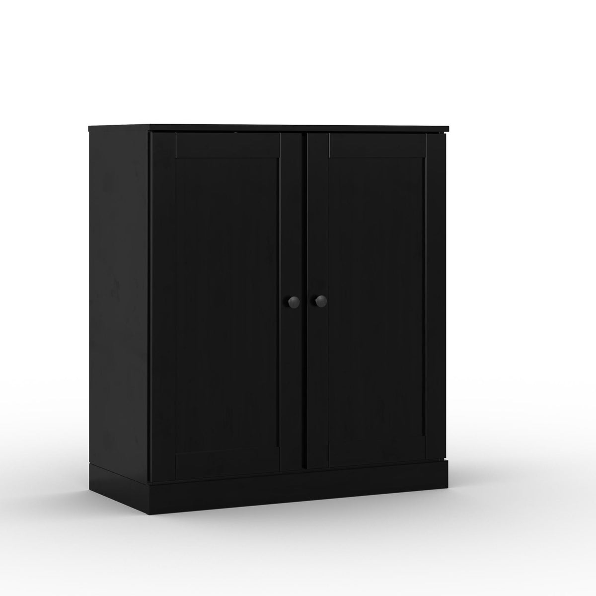 32" Black Solid Wood Shaker Style Double Door Linen Cabinet