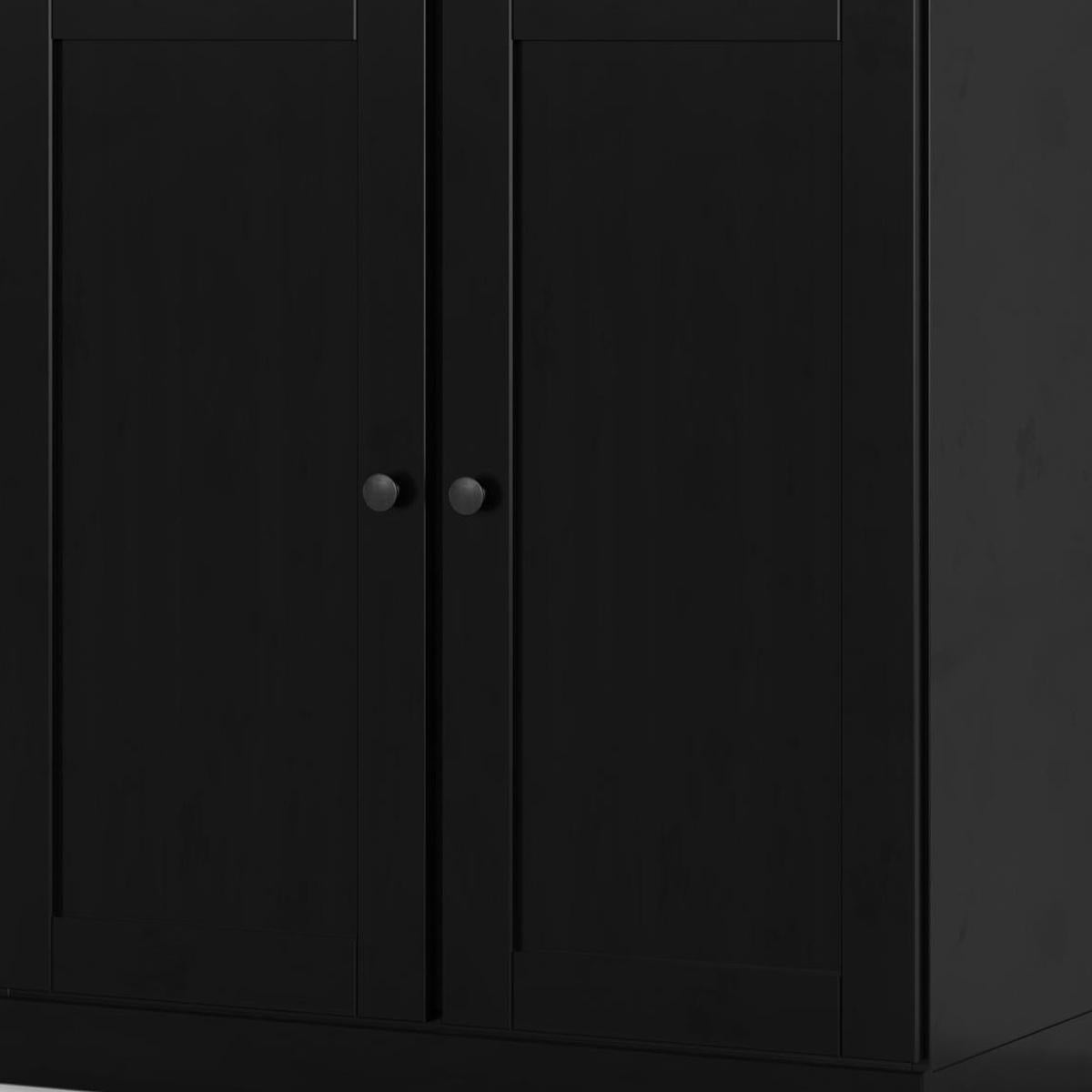 32" Black Solid Wood Shaker Style Double Door Linen Cabinet