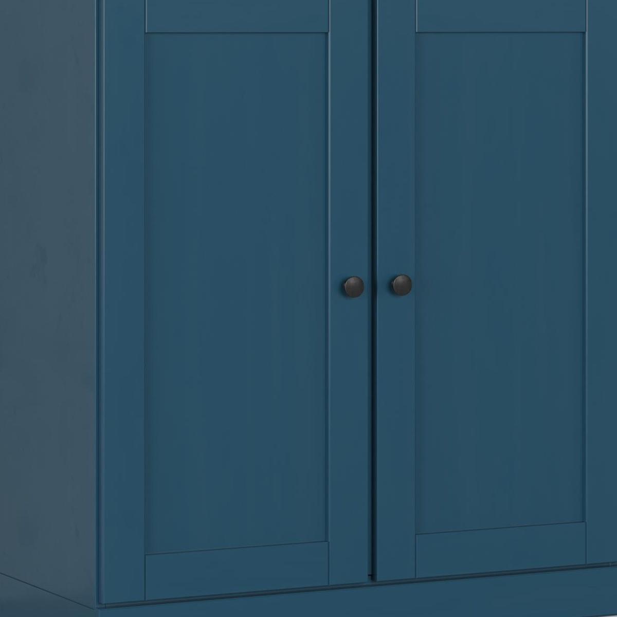 32" Teal Blue Solid Wood Shaker Style Double Door Linen Cabinet