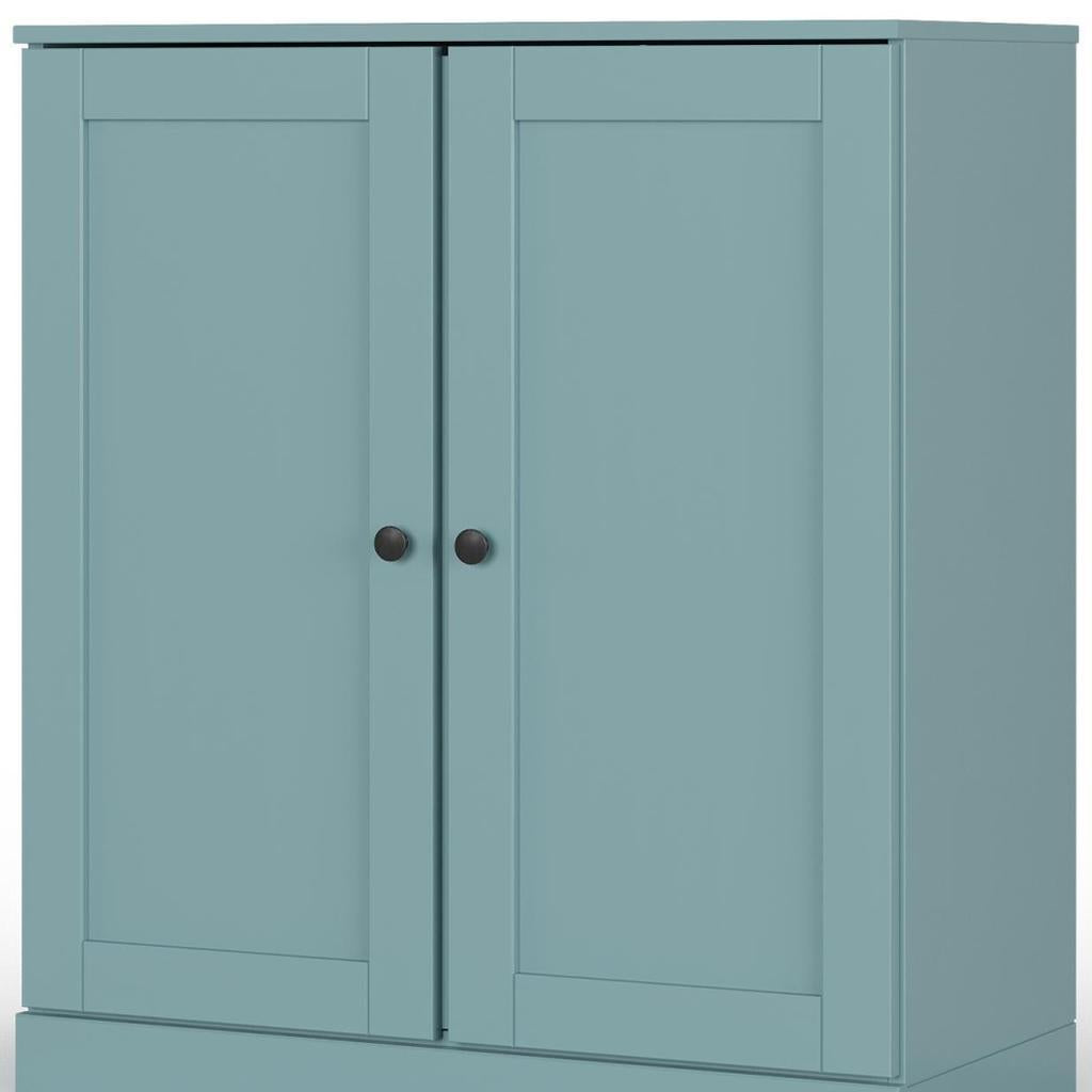 32" Aqua Solid Wood Shaker Style Double Door Linen Cabinet