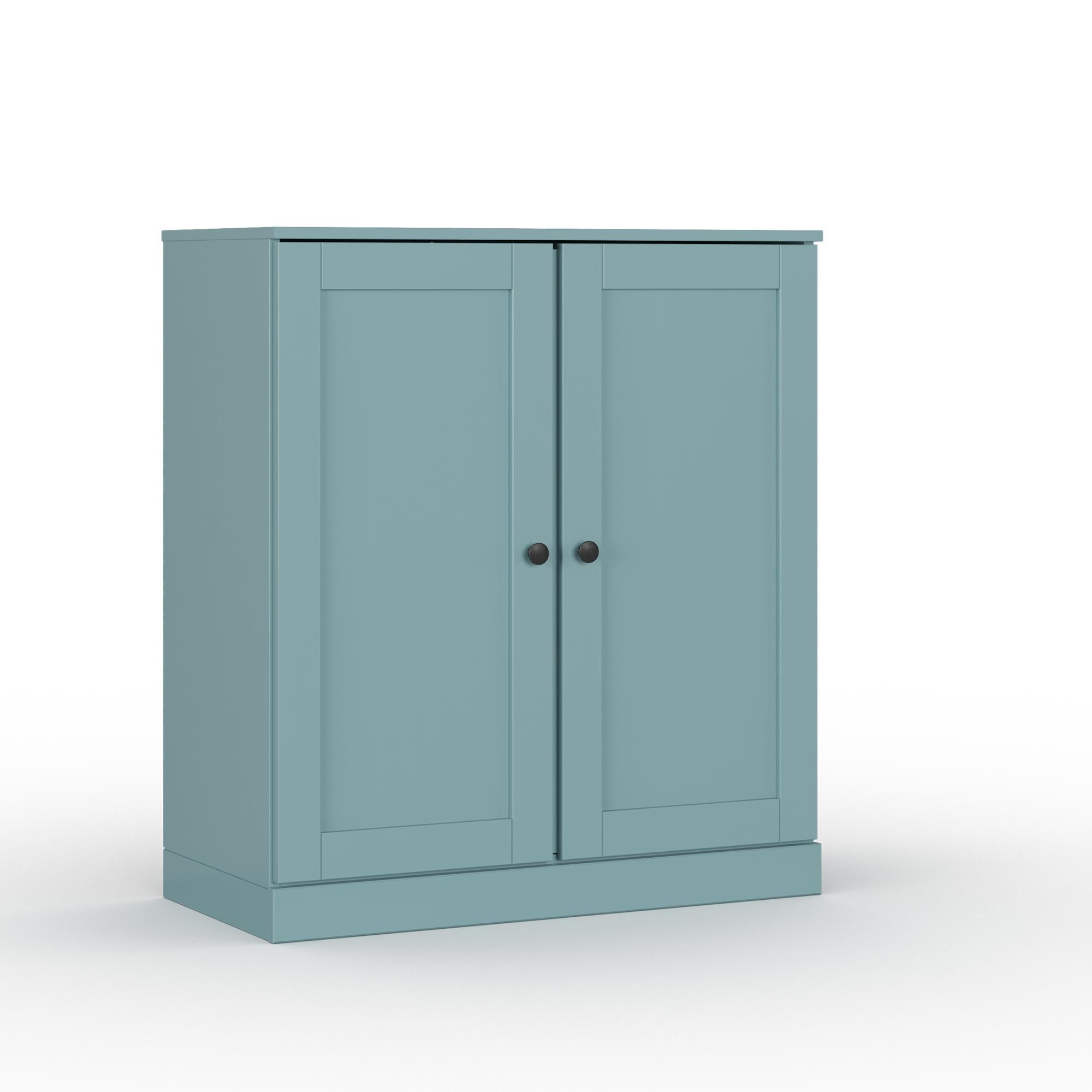 32" Aqua Solid Wood Shaker Style Double Door Linen Cabinet