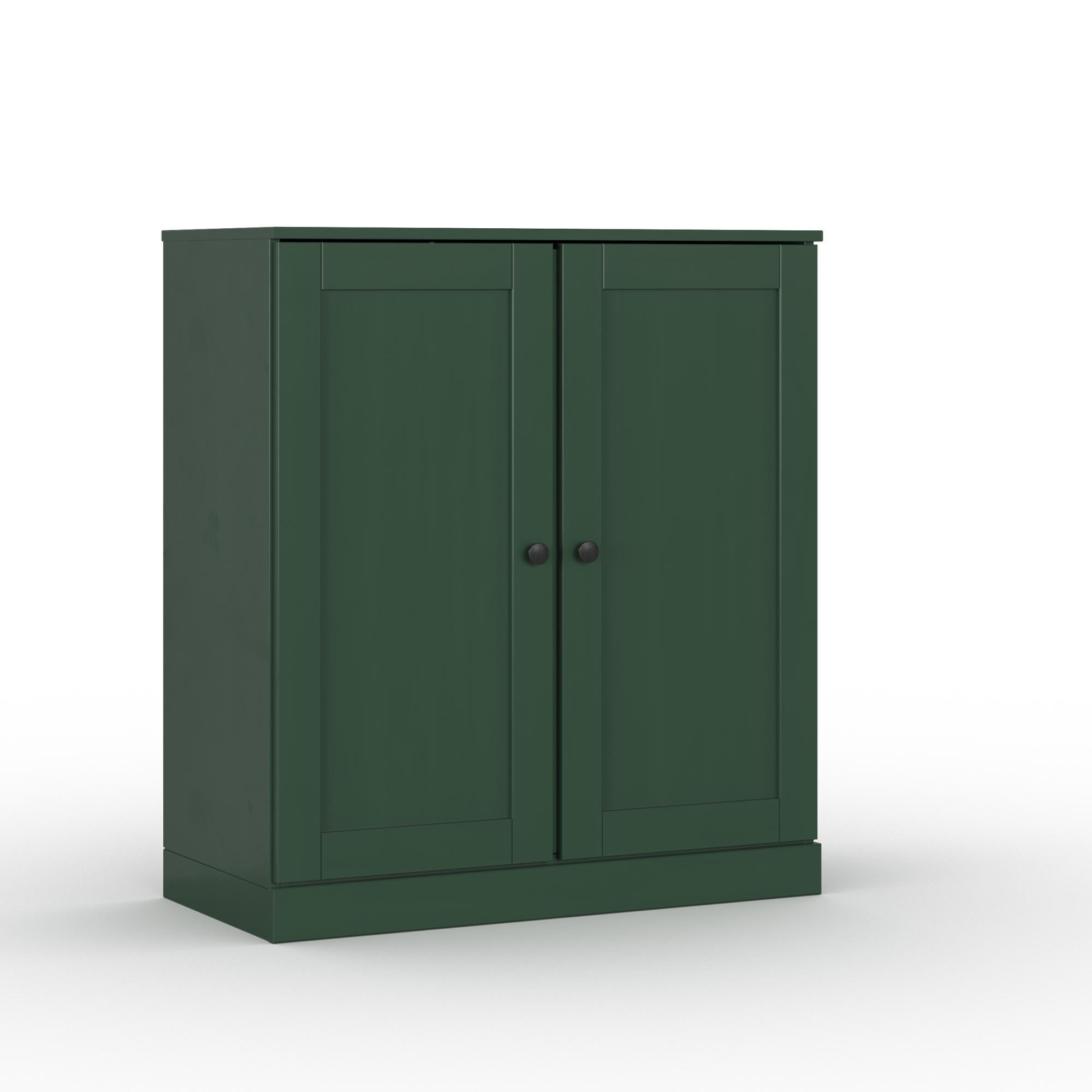 32" Green Solid Wood Shaker Style Double Door Linen Cabinet