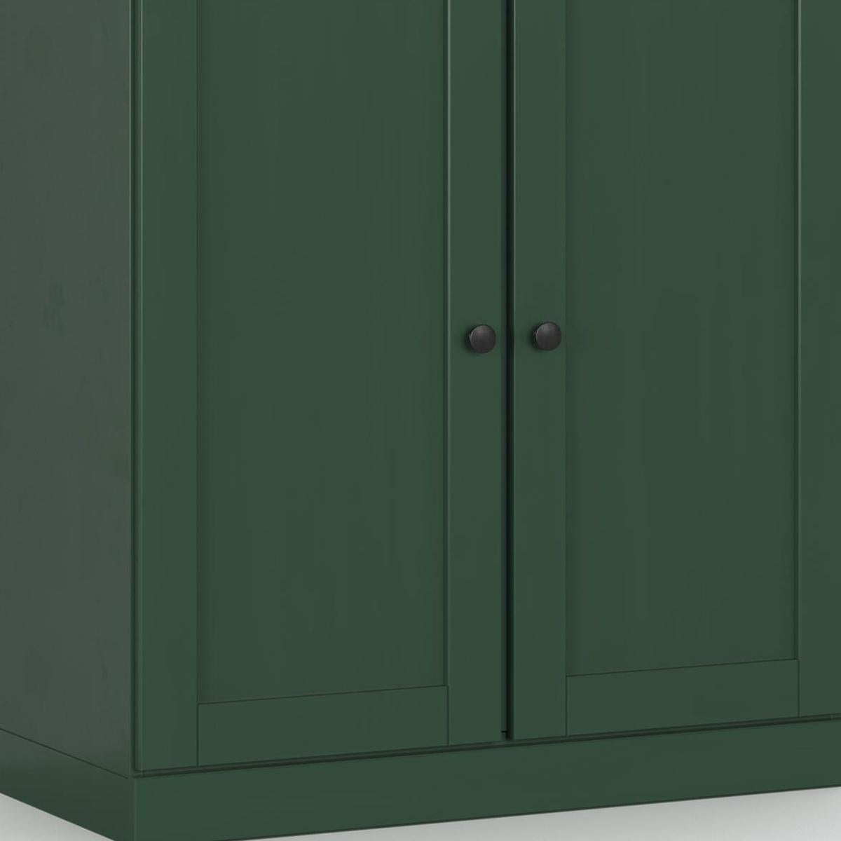 32" Green Solid Wood Shaker Style Double Door Linen Cabinet