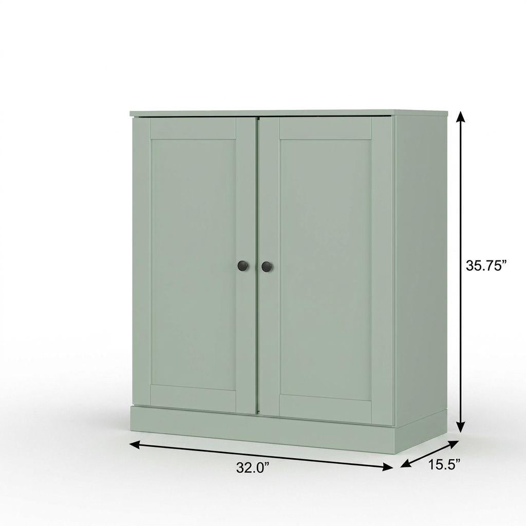 32" Sage Solid Wood Shaker Style Double Door Linen Cabinet