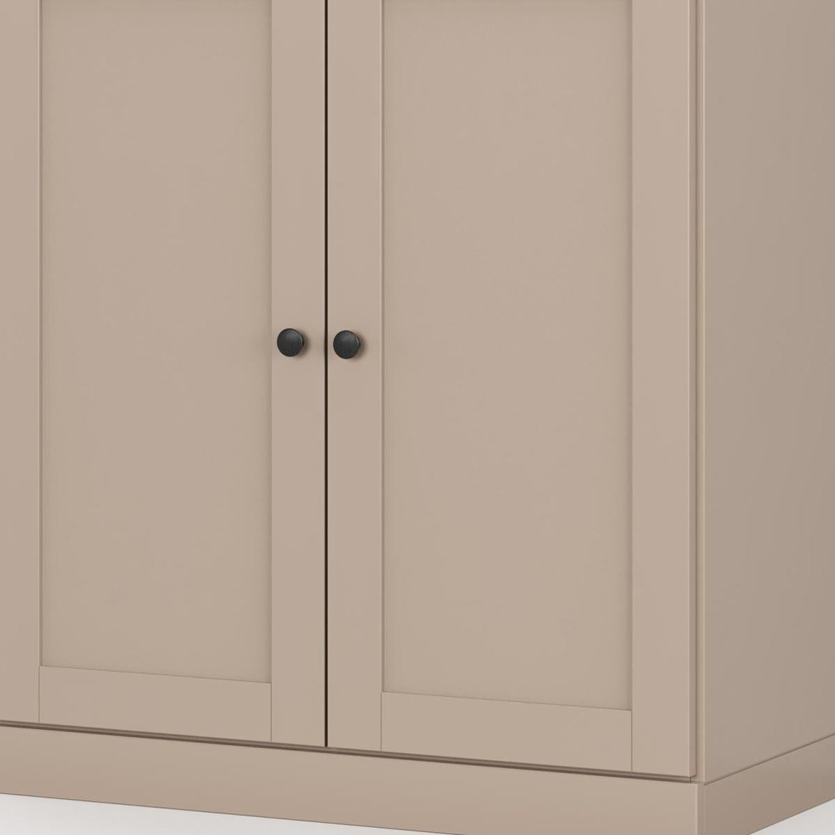 32" Beige Solid Wood Shaker Style Double Door Linen Cabinet