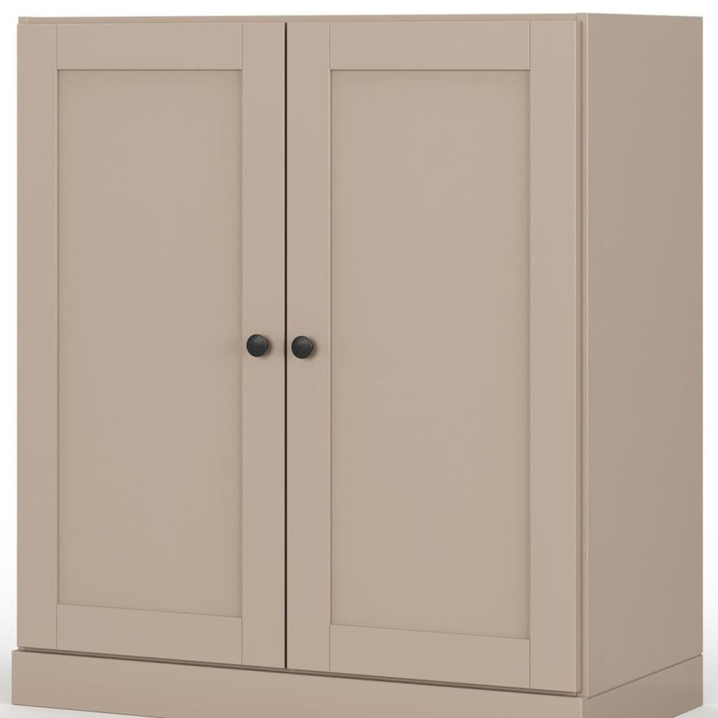 32" Beige Solid Wood Shaker Style Double Door Linen Cabinet