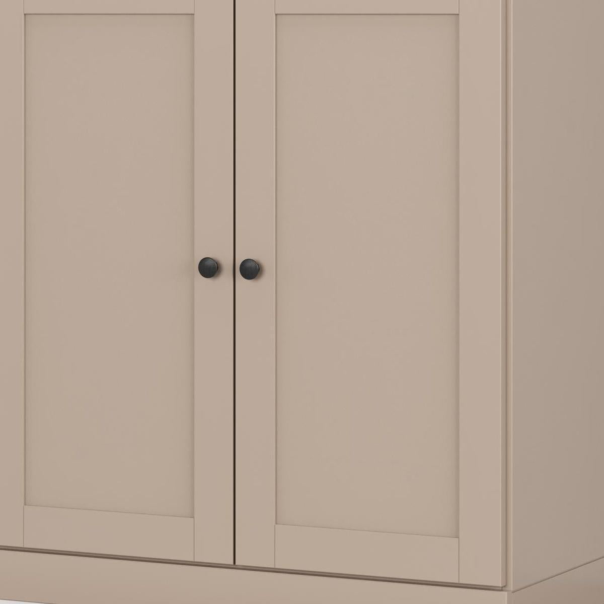 32" Beige Solid Wood Shaker Style Double Door Linen Cabinet