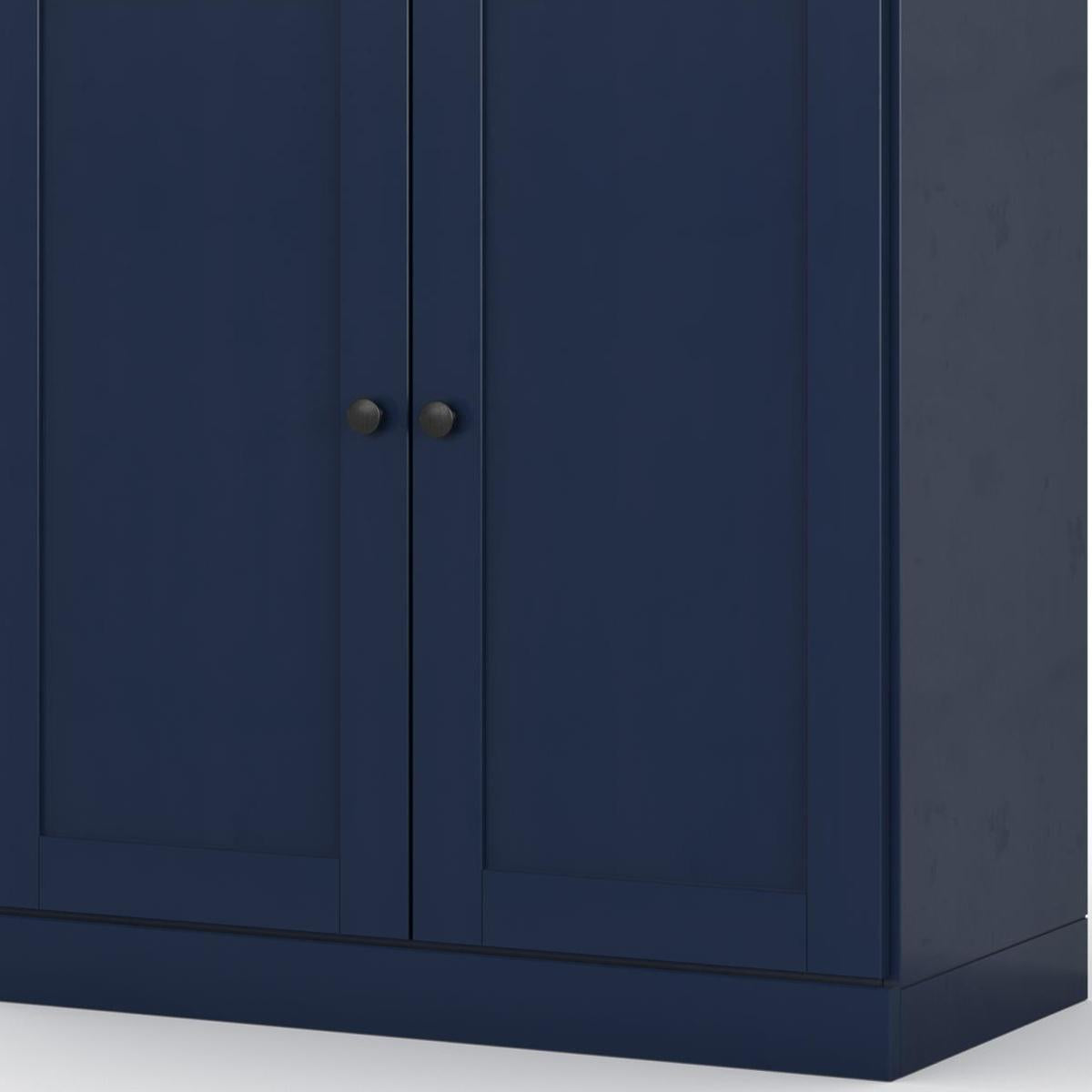 32" Navy Blue Solid Wood Shaker Style Double Door Linen Cabinet