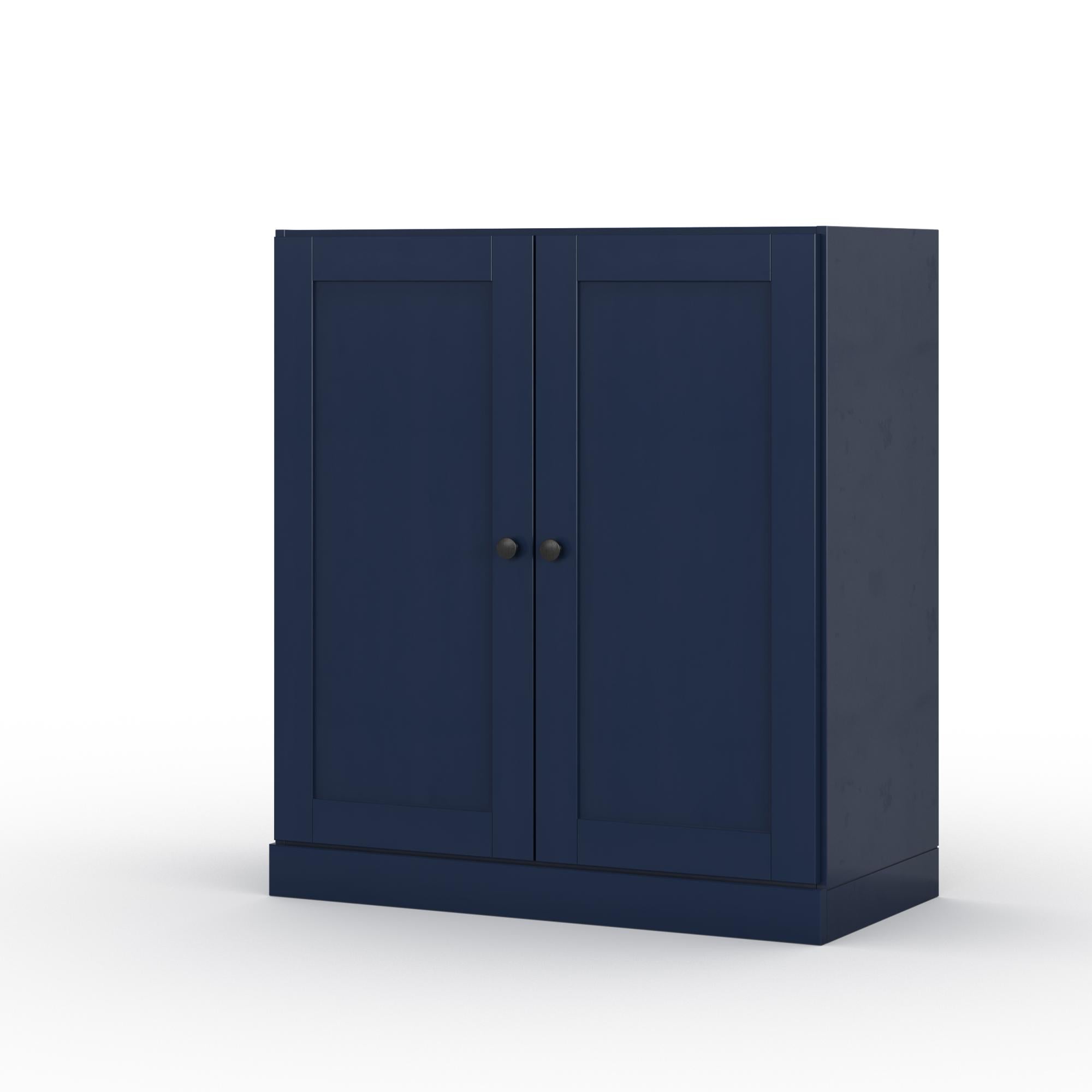 32" Navy Blue Solid Wood Shaker Style Double Door Linen Cabinet