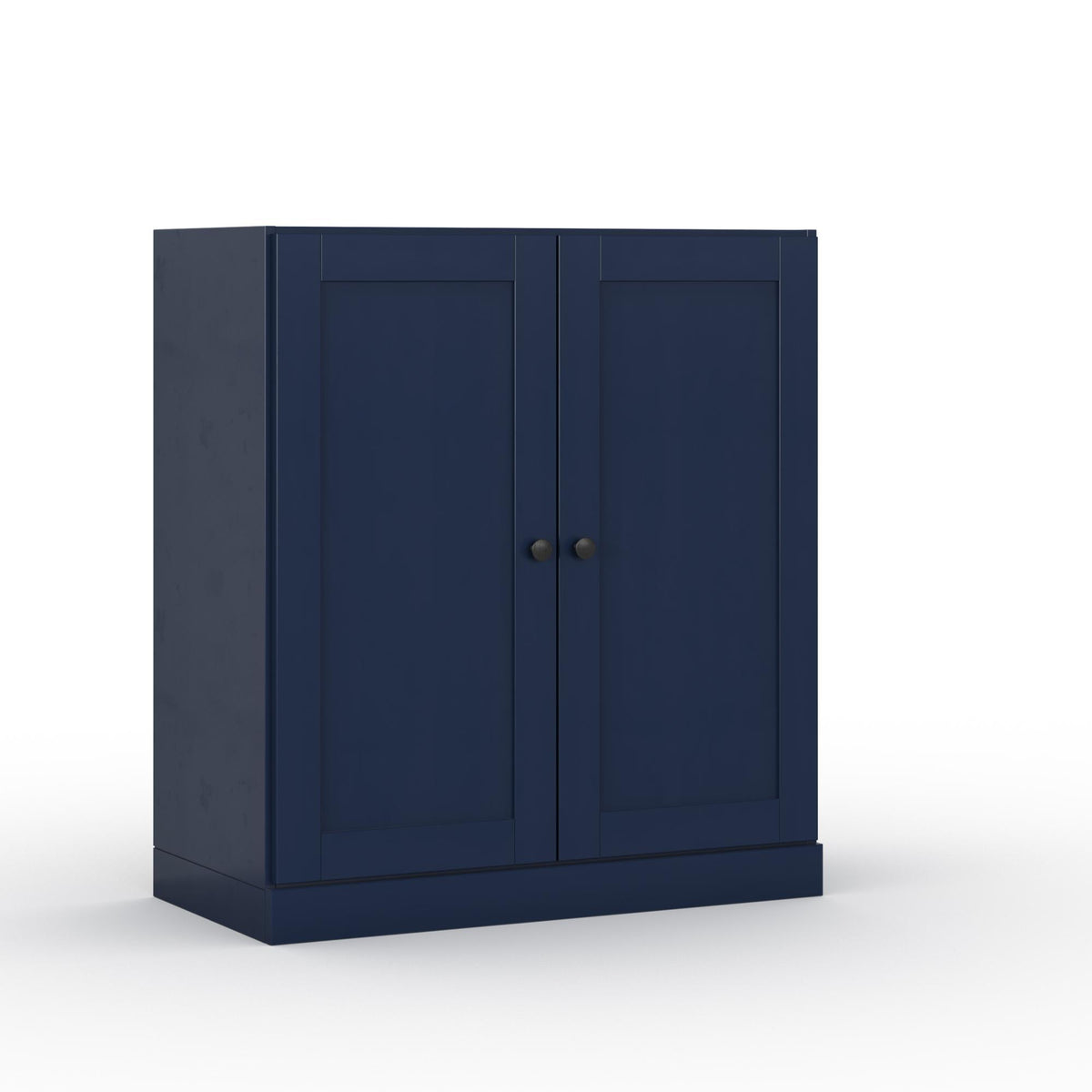 32" Navy Blue Solid Wood Shaker Style Double Door Linen Cabinet