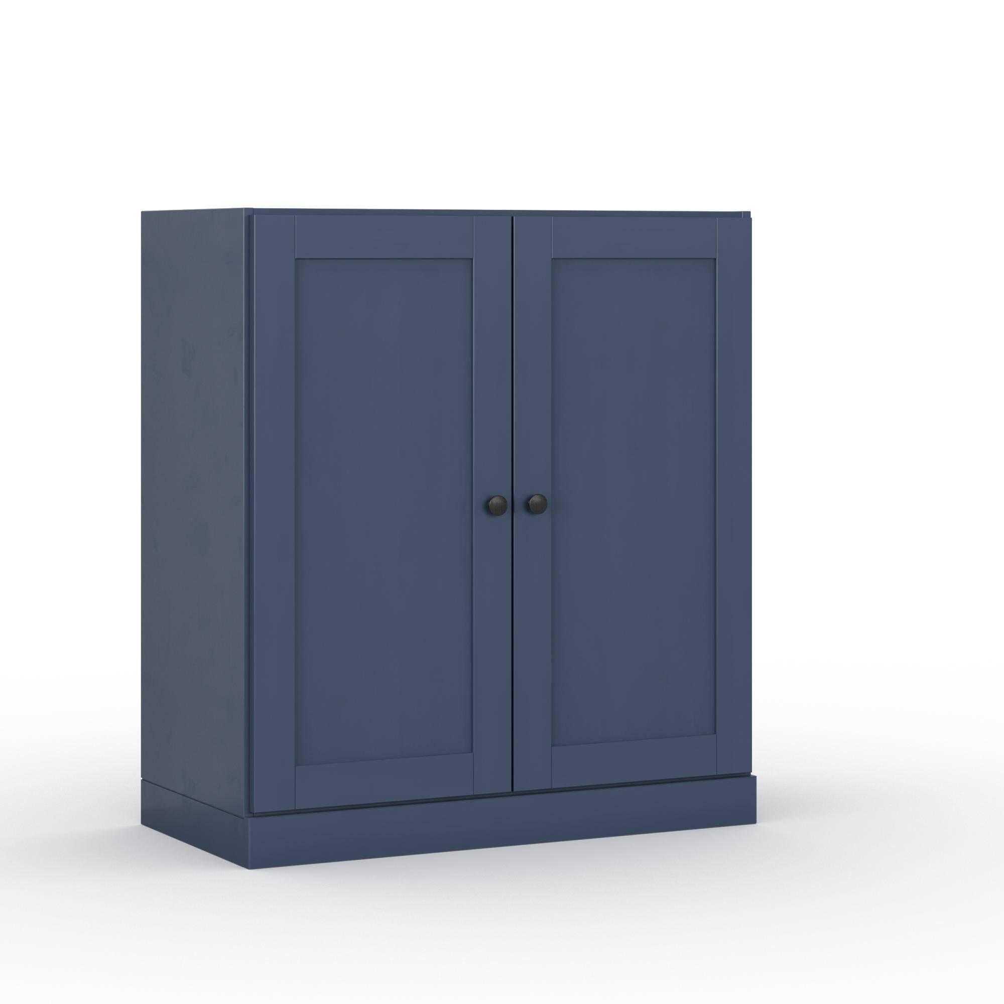 32" French Blue Solid Wood Shaker Style Double Door Linen Cabinet