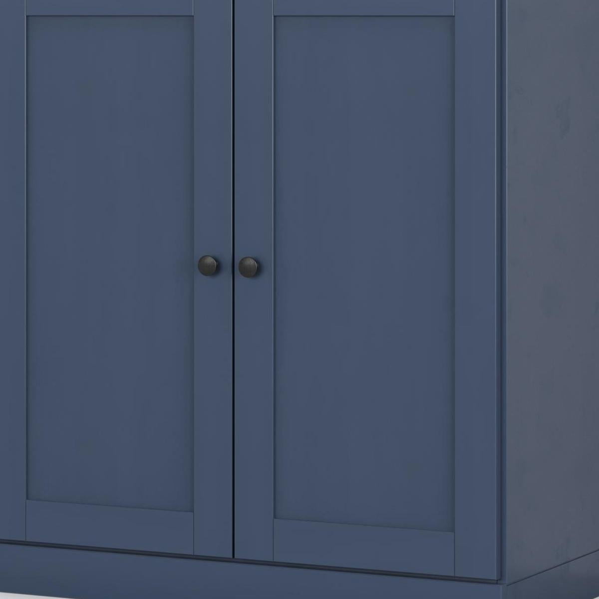 32" French Blue Solid Wood Shaker Style Double Door Linen Cabinet