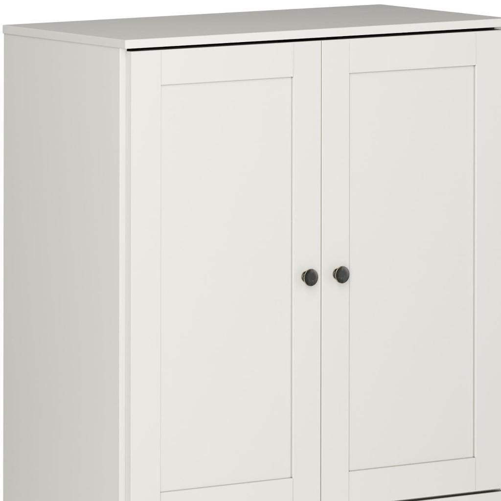 32" Off White Solid Wood Shaker Style Double Door Linen Cabinet