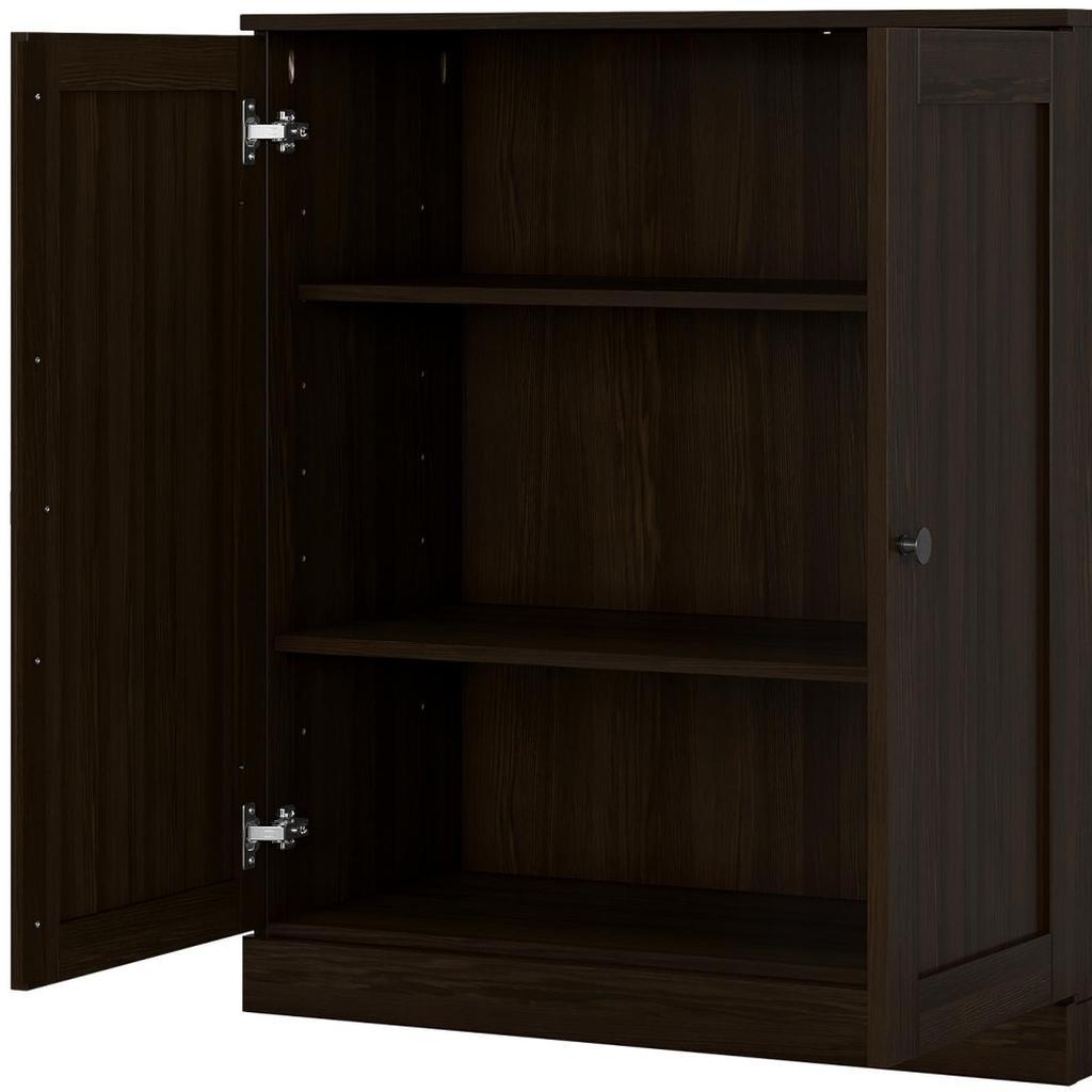 32" Espresso Solid Wood Shaker Style Double Door Linen Cabinet