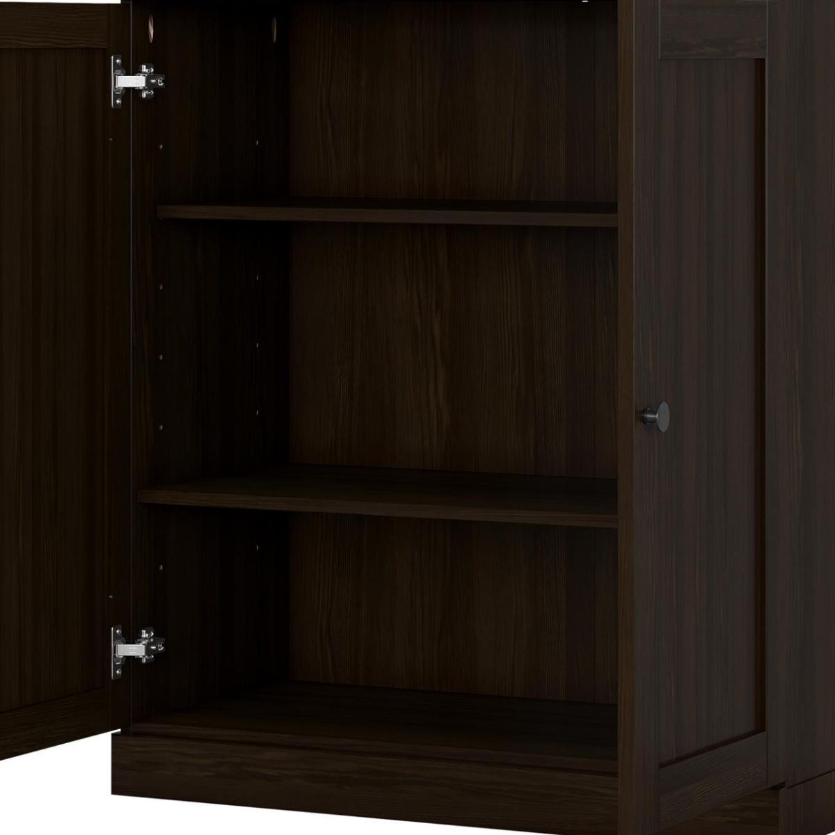 32" Espresso Solid Wood Shaker Style Double Door Linen Cabinet