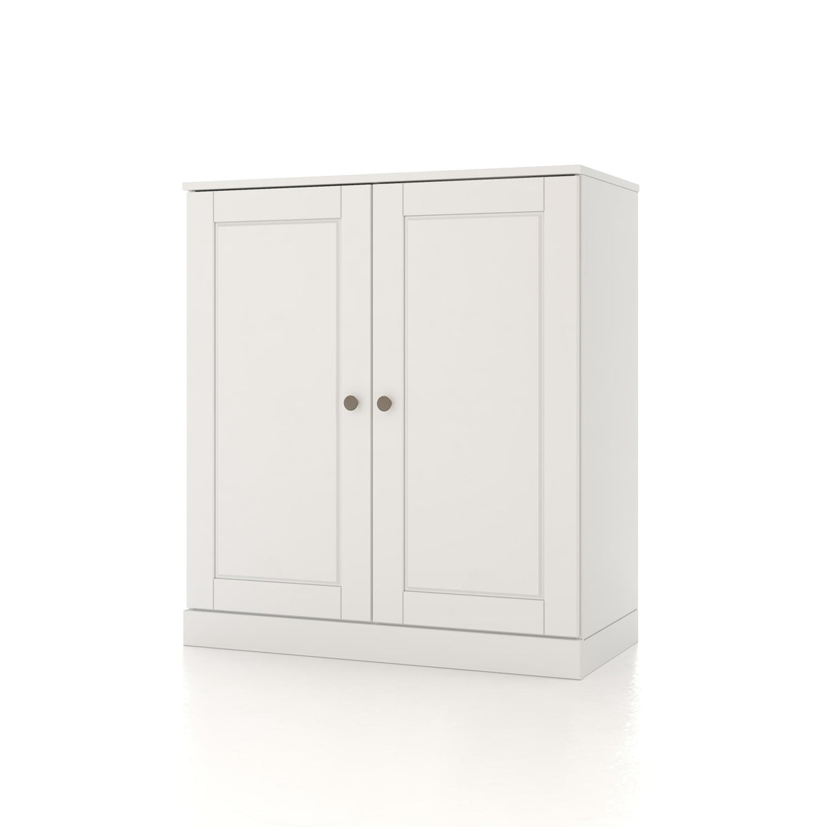 32" White Solid Wood Raised Panel Double Door Linen Cabinet