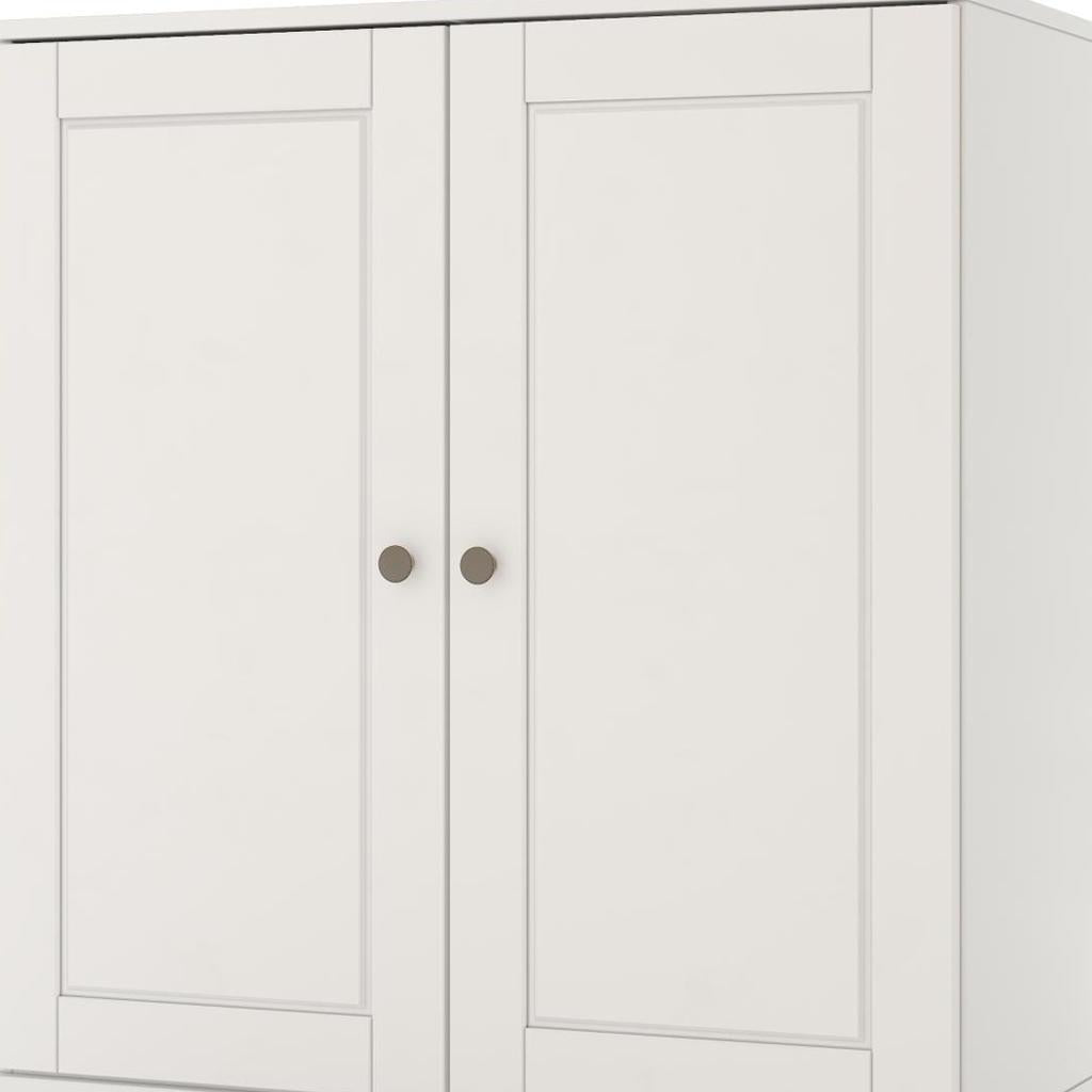 32" White Solid Wood Raised Panel Double Door Linen Cabinet