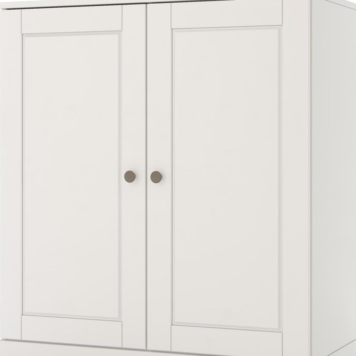 32" White Solid Wood Raised Panel Double Door Linen Cabinet