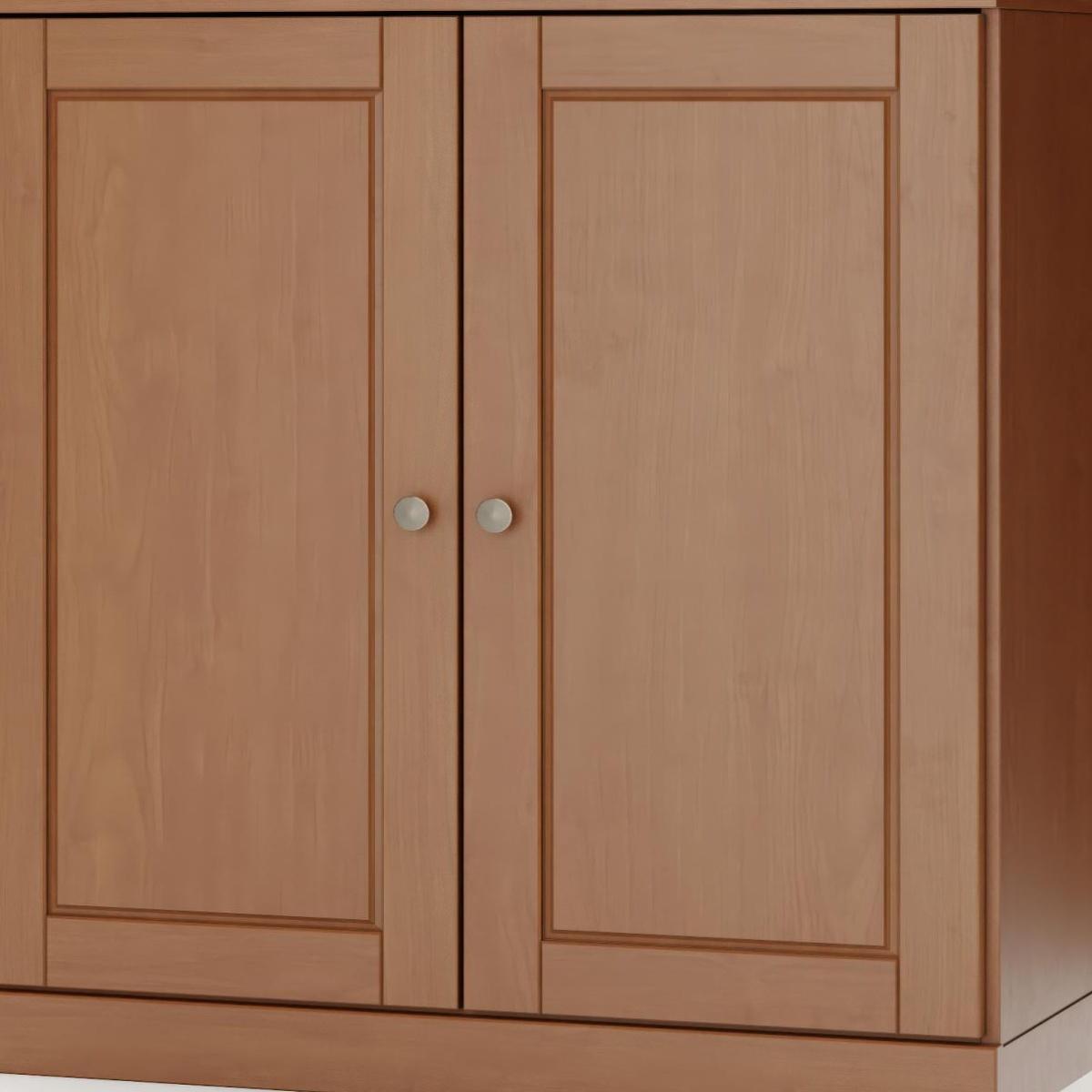 32" Coffee Solid Wood Raised Panel Double Door Linen Cabinet