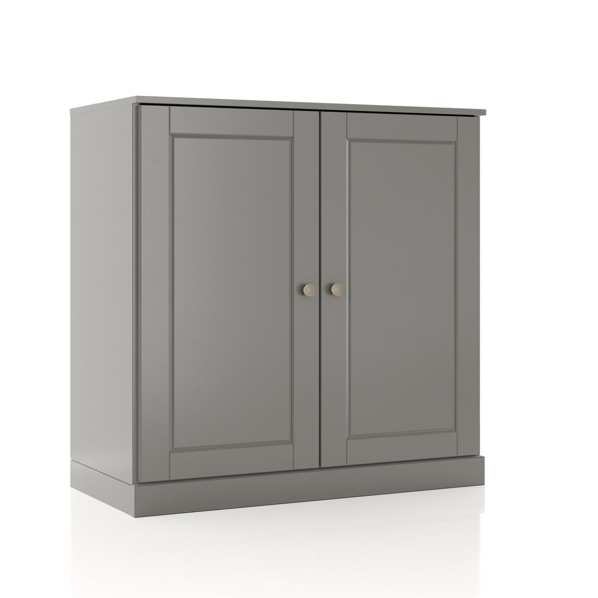 32" Gray Solid Wood Raised Panel Double Door Linen Cabinet