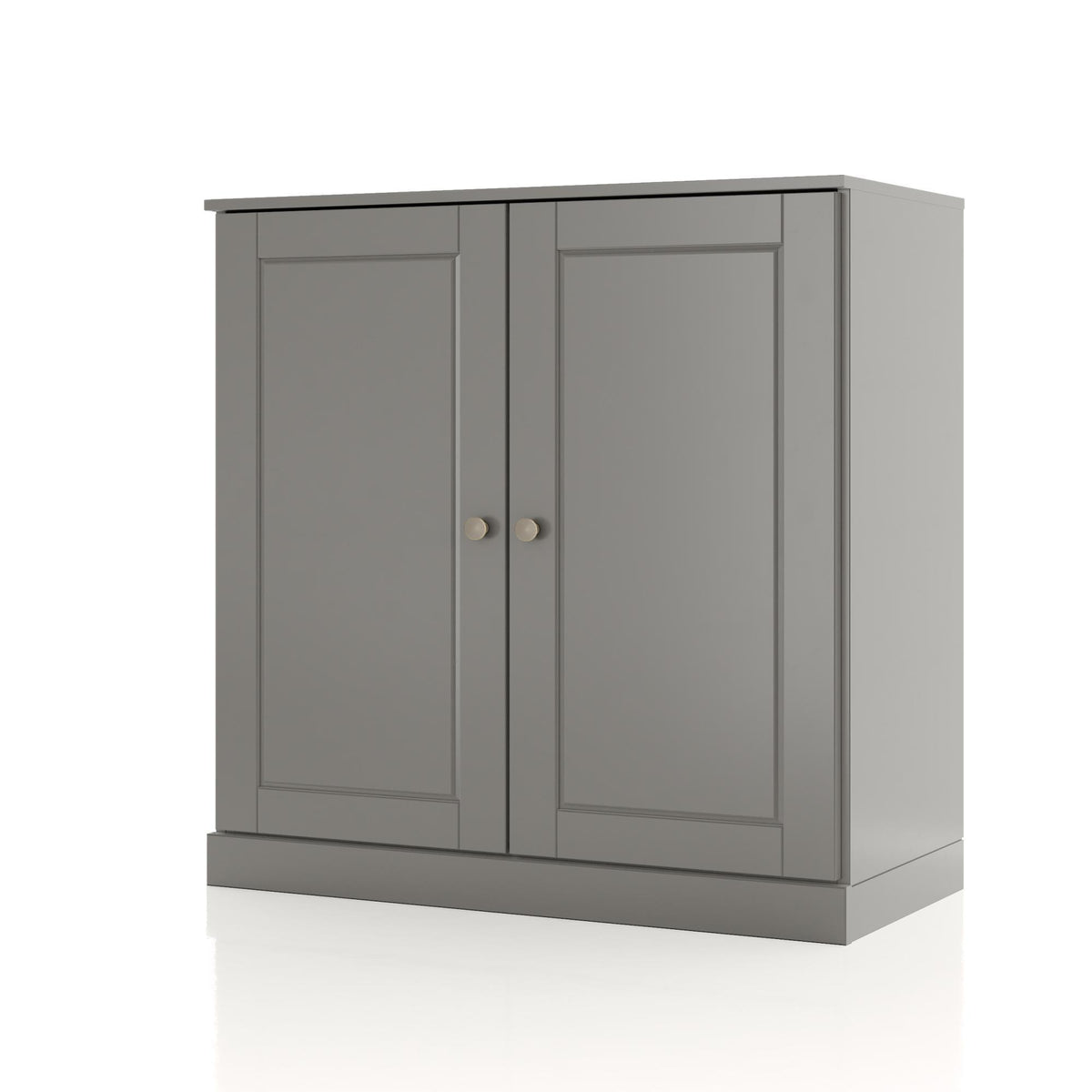 32" Gray Solid Wood Raised Panel Double Door Linen Cabinet