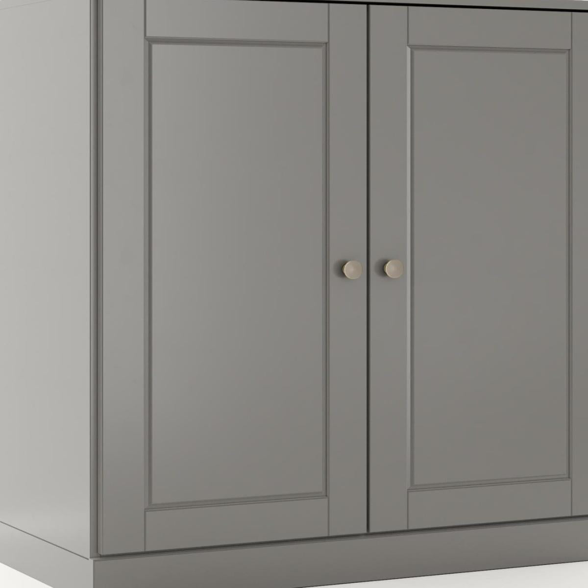 32" Gray Solid Wood Raised Panel Double Door Linen Cabinet