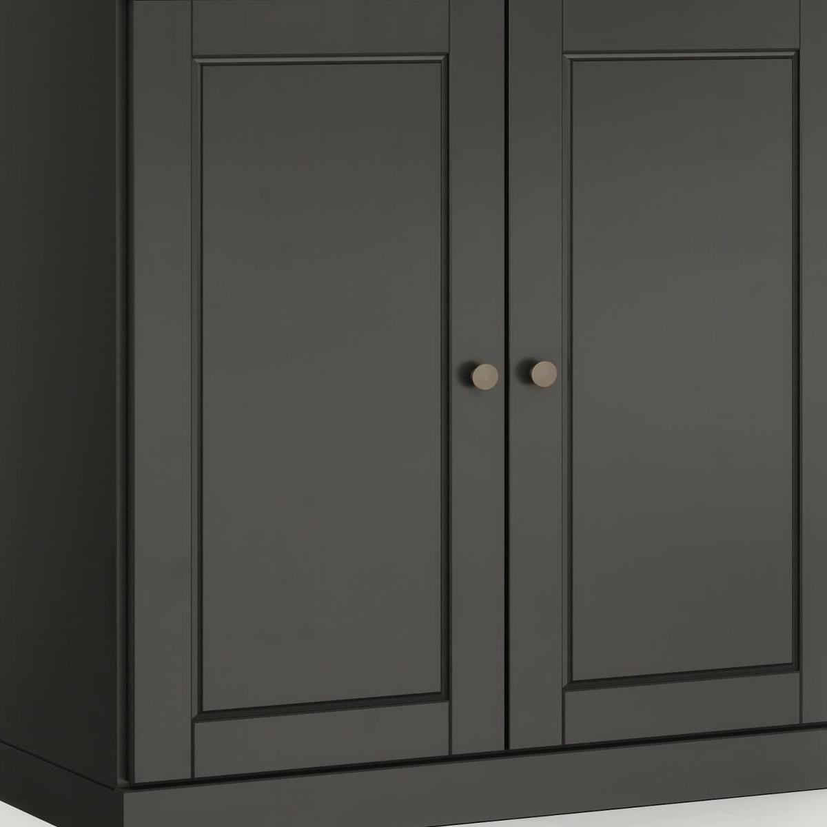 32" Black Solid Wood Raised Panel Double Door Linen Cabinet