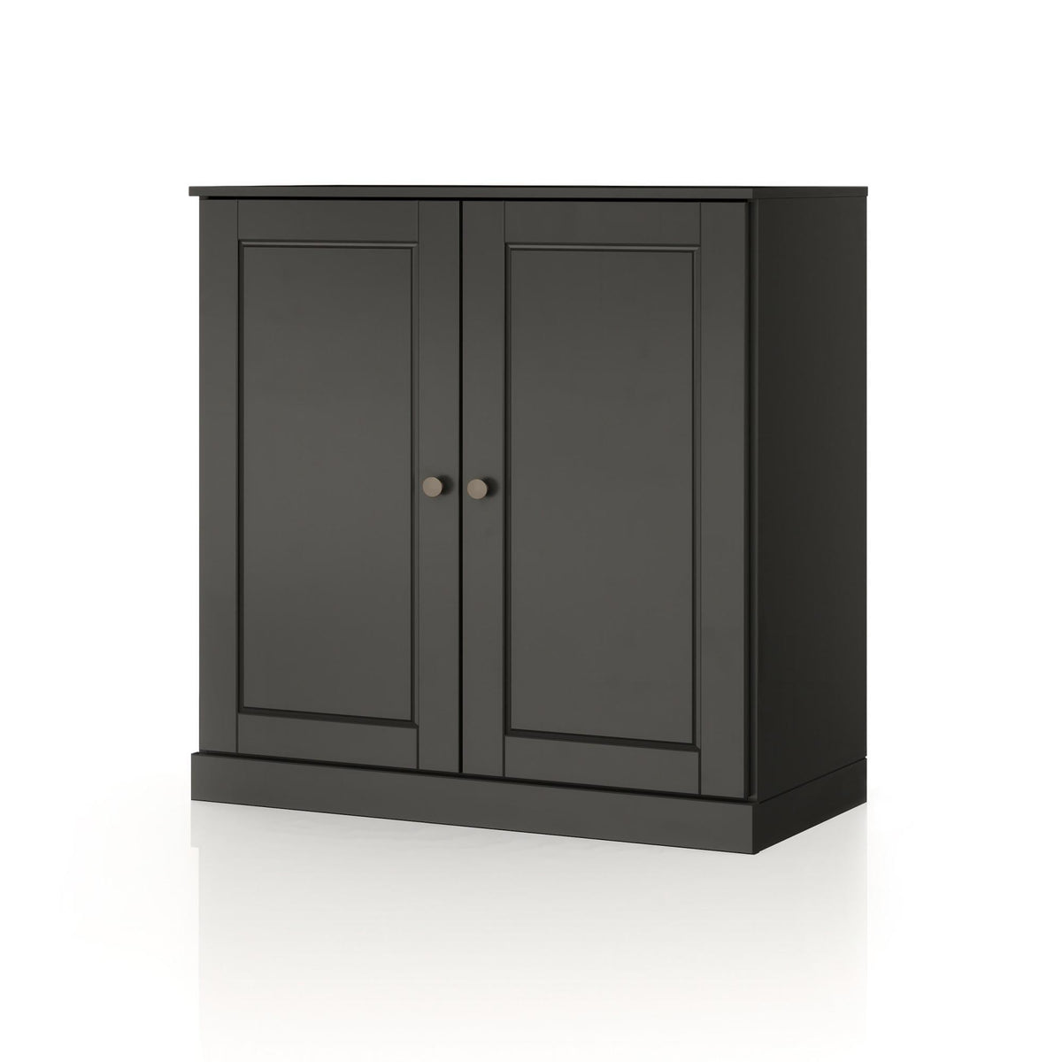 32" Black Solid Wood Raised Panel Double Door Linen Cabinet