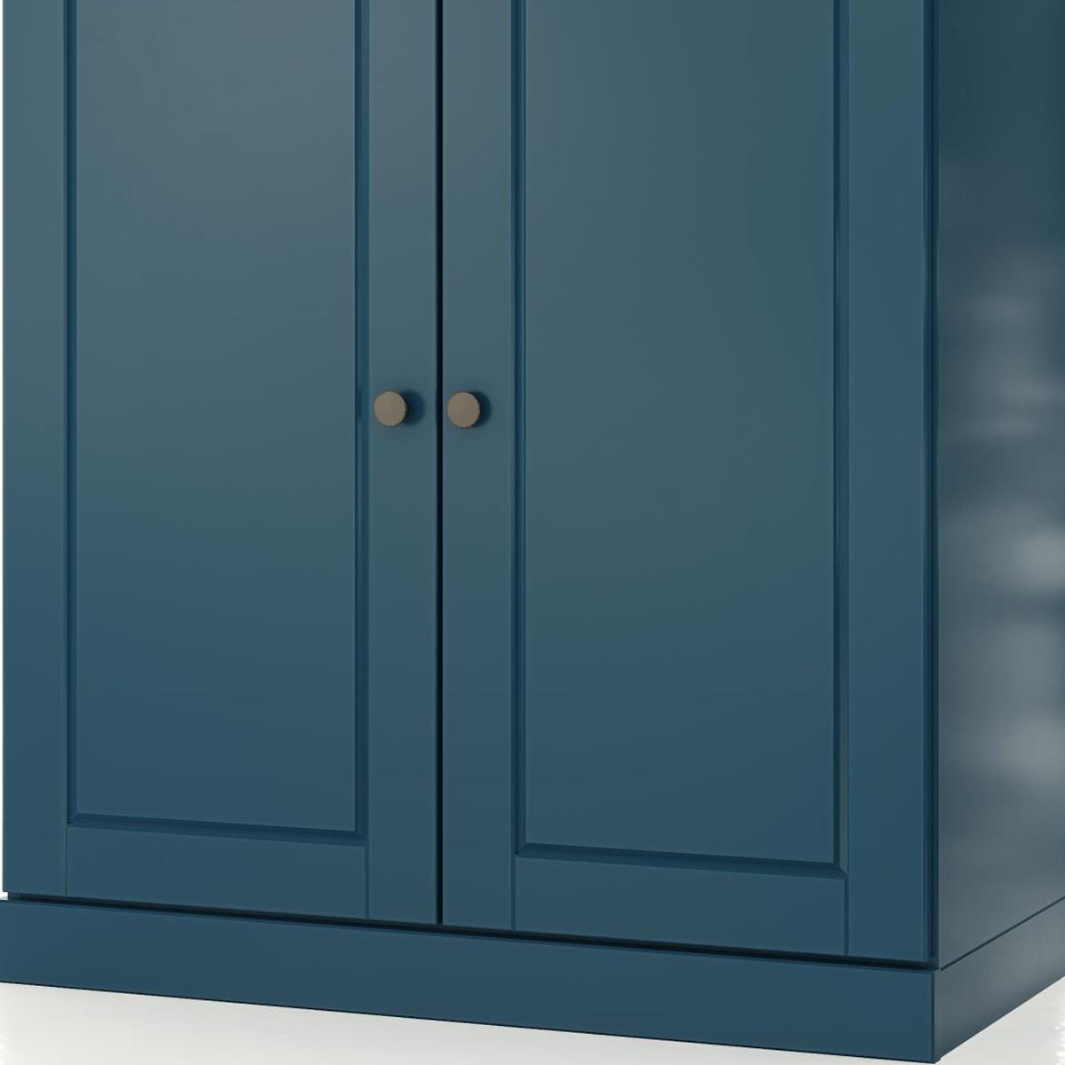 32" Teal Blue Solid Wood Raised Panel Double Door Linen Cabinet