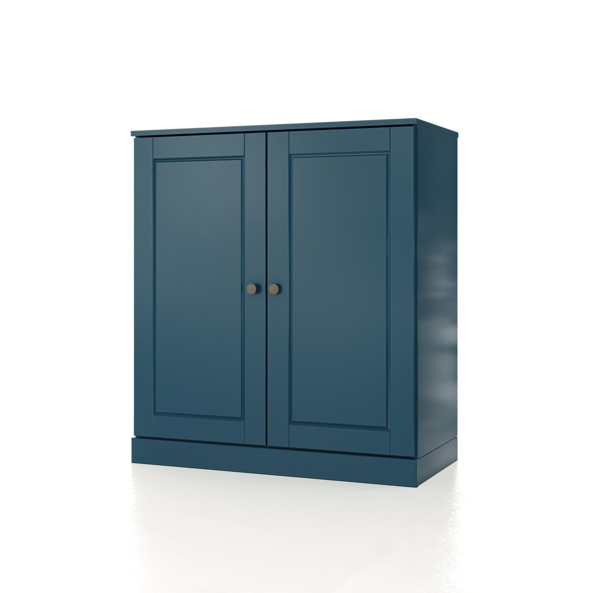 32" Teal Blue Solid Wood Raised Panel Double Door Linen Cabinet