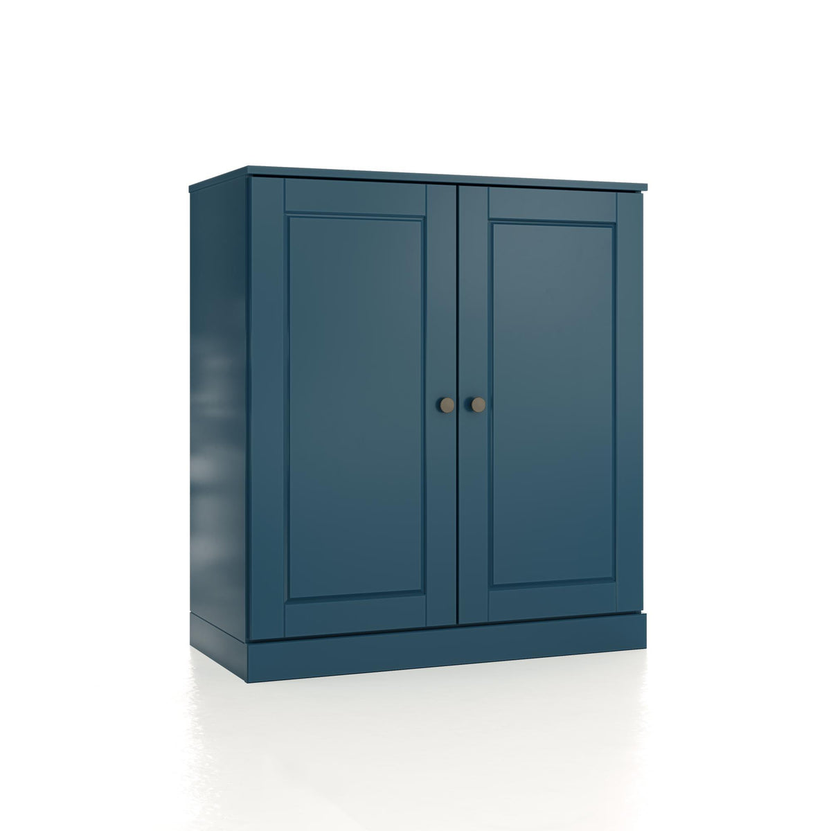 32" Teal Blue Solid Wood Raised Panel Double Door Linen Cabinet