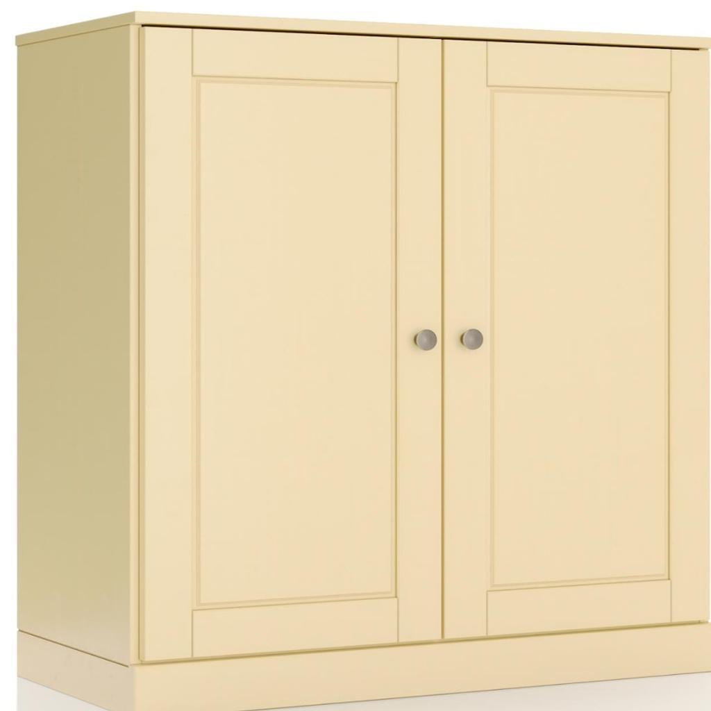 32" Yellow Solid Wood Raised Panel Double Door Linen Cabinet