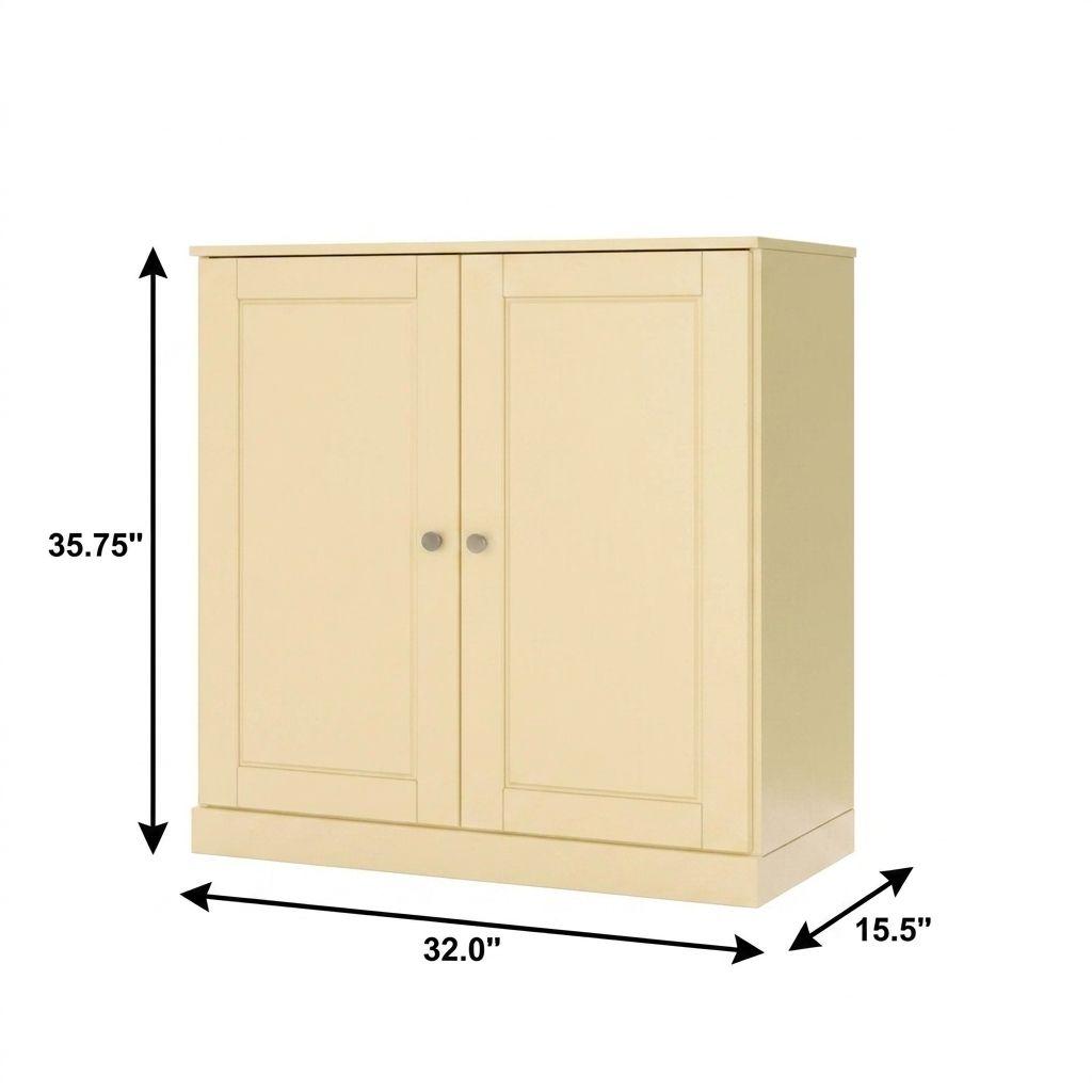 32" Yellow Solid Wood Raised Panel Double Door Linen Cabinet