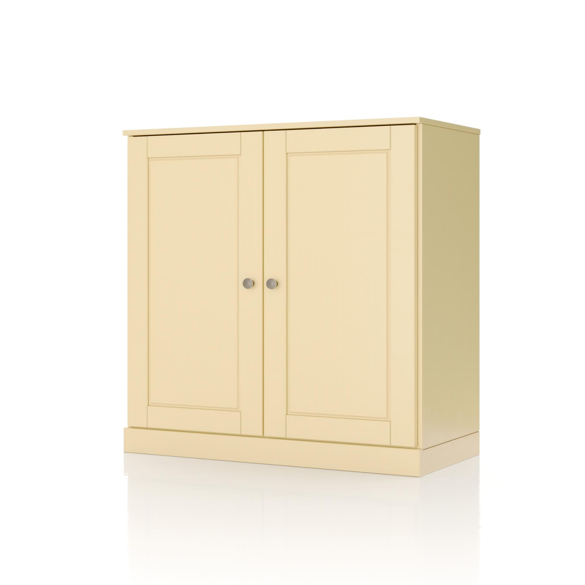 32" Yellow Solid Wood Raised Panel Double Door Linen Cabinet