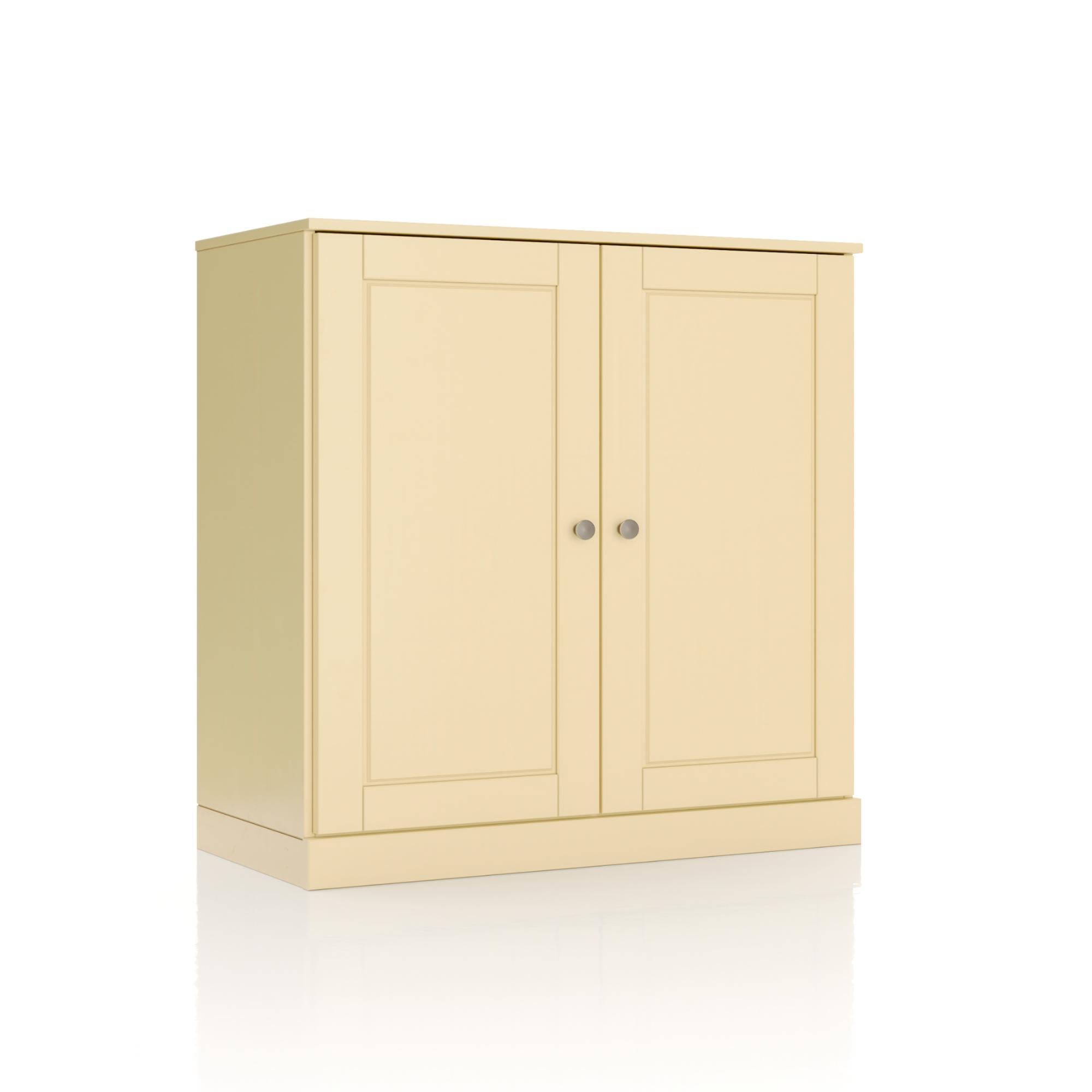 32" Yellow Solid Wood Raised Panel Double Door Linen Cabinet