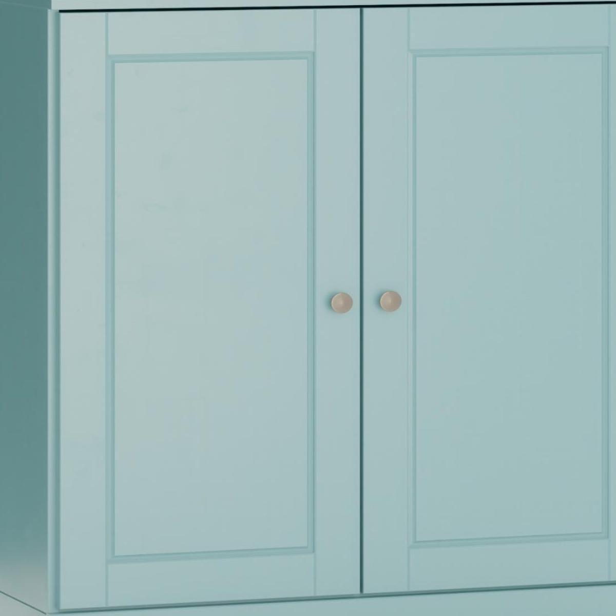 32" Aqua Solid Wood Raised Panel Double Door Linen Cabinet