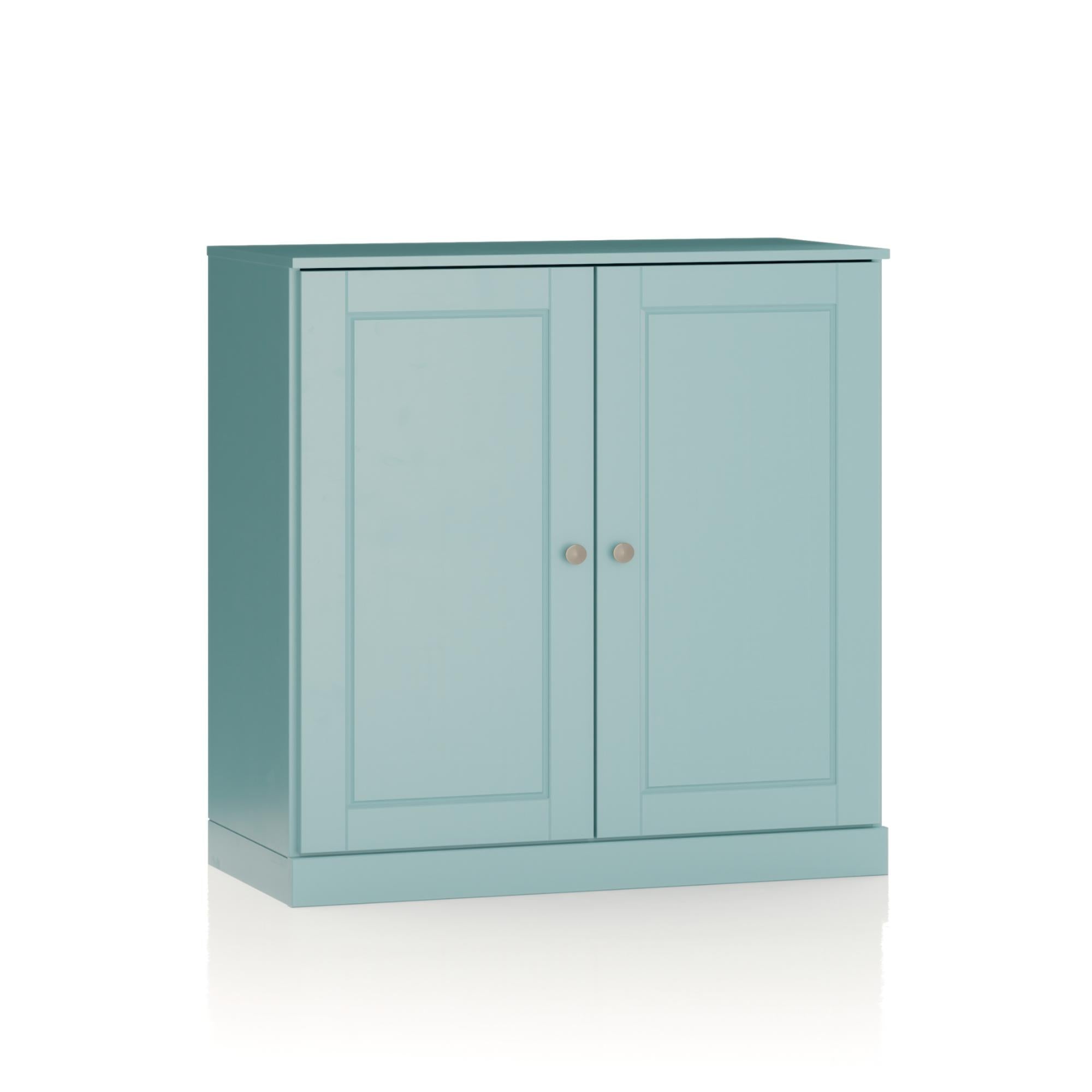 32" Aqua Solid Wood Raised Panel Double Door Linen Cabinet