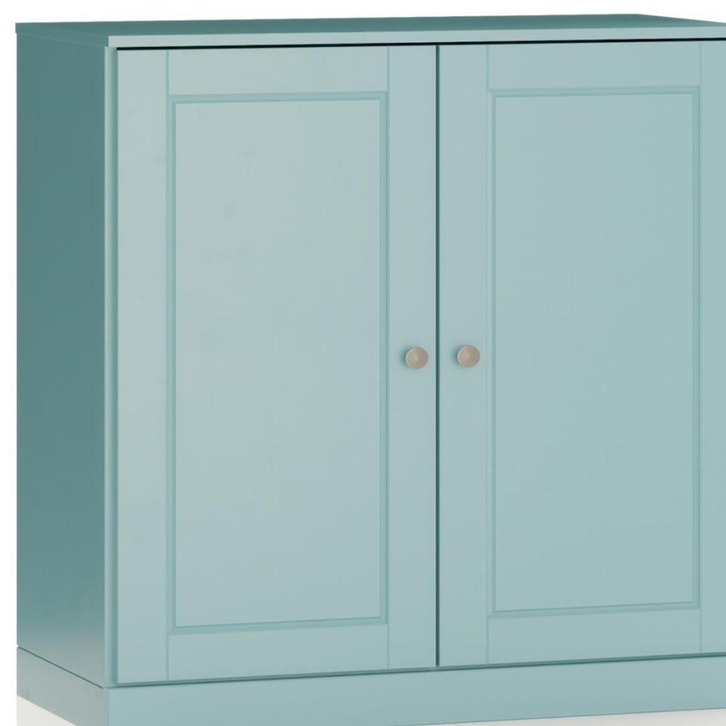 32" Aqua Solid Wood Raised Panel Double Door Linen Cabinet