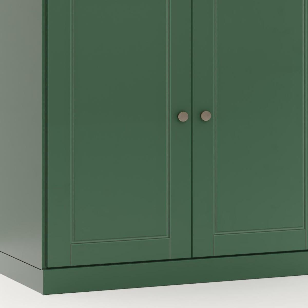 32" Green Solid Wood Raised Panel Double Door Linen Cabinet