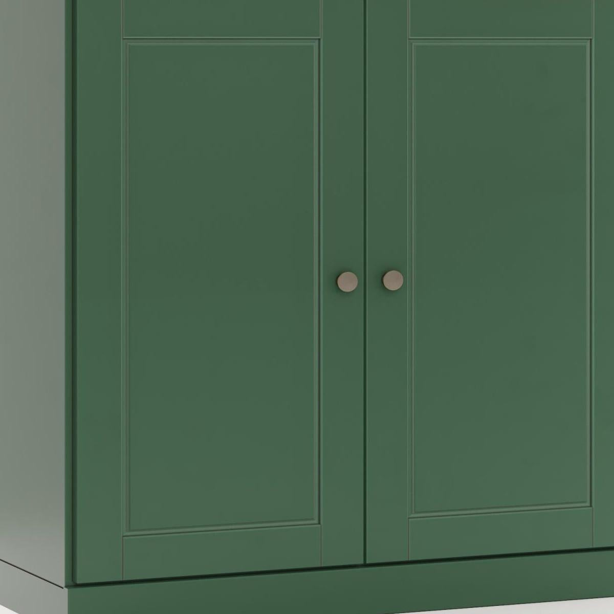 32" Green Solid Wood Raised Panel Double Door Linen Cabinet