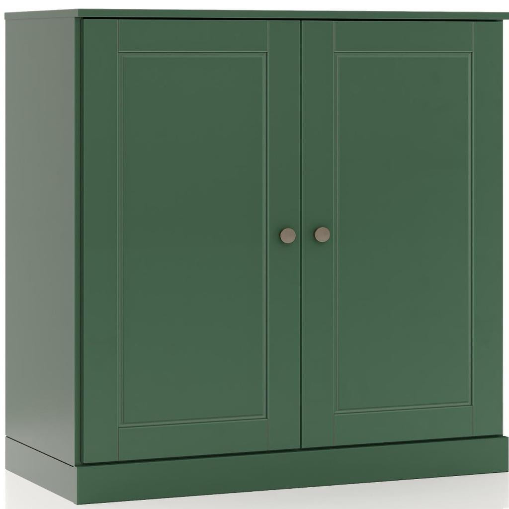 32" Green Solid Wood Raised Panel Double Door Linen Cabinet